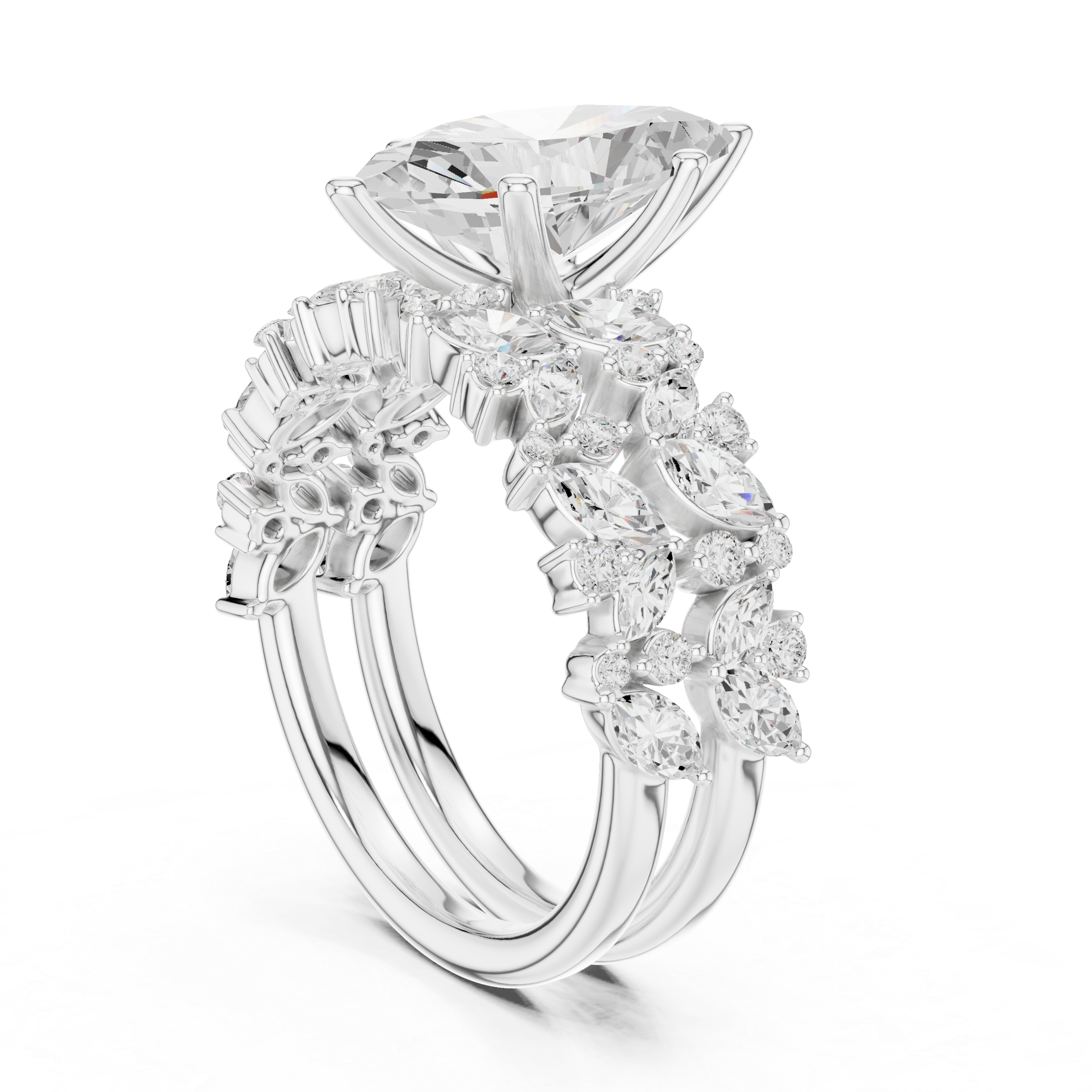 3.70 CT Bridal Set Ring – EF VS/SI Lab-Created Diamond in 14K Rose Gold | Women's Engagement or Wedding