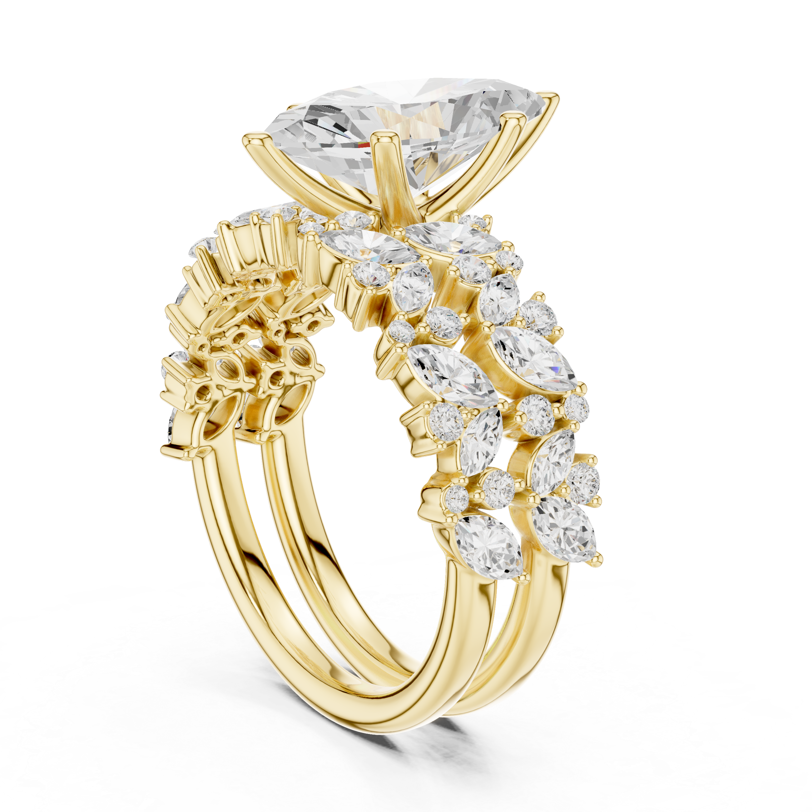 3.70 CT Bridal Set Ring – EF VS/SI Lab-Created Diamond in 14K Rose Gold | Women's Engagement or Wedding
