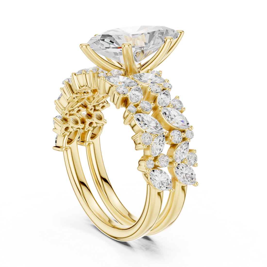 3.70 CT Bridal Set Ring – EF VS/SI Lab-Created Diamond in 14K Rose Gold | Women's Engagement or Wedding