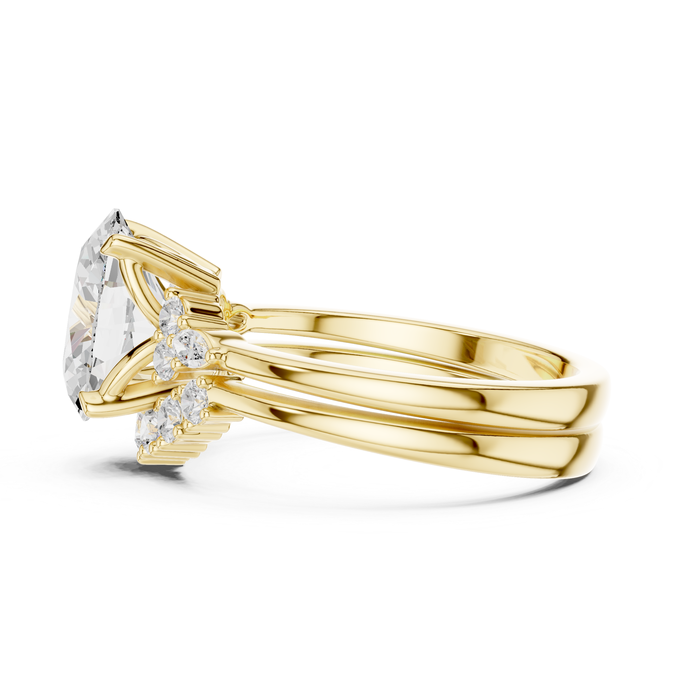 2.92 CT Bridal Set Ring – EF VS/SI Lab-Created Diamond in 14K Yellow Gold | Women's Engagement or Wedding