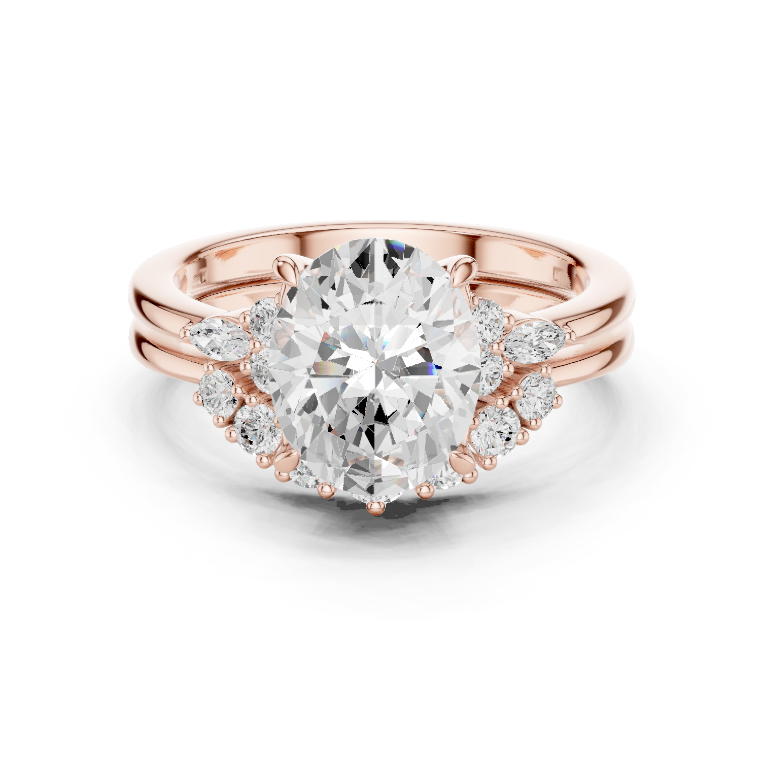 2.92 CT Bridal Set Ring – EF VS/SI Lab-Created Diamond in 14K Yellow Gold | Women's Engagement or Wedding