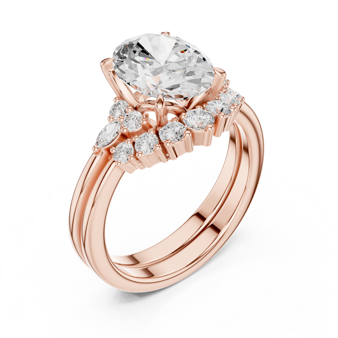 2.92 CT Bridal Set Ring – EF VS/SI Lab-Created Diamond in 14K Yellow Gold | Women's Engagement or Wedding