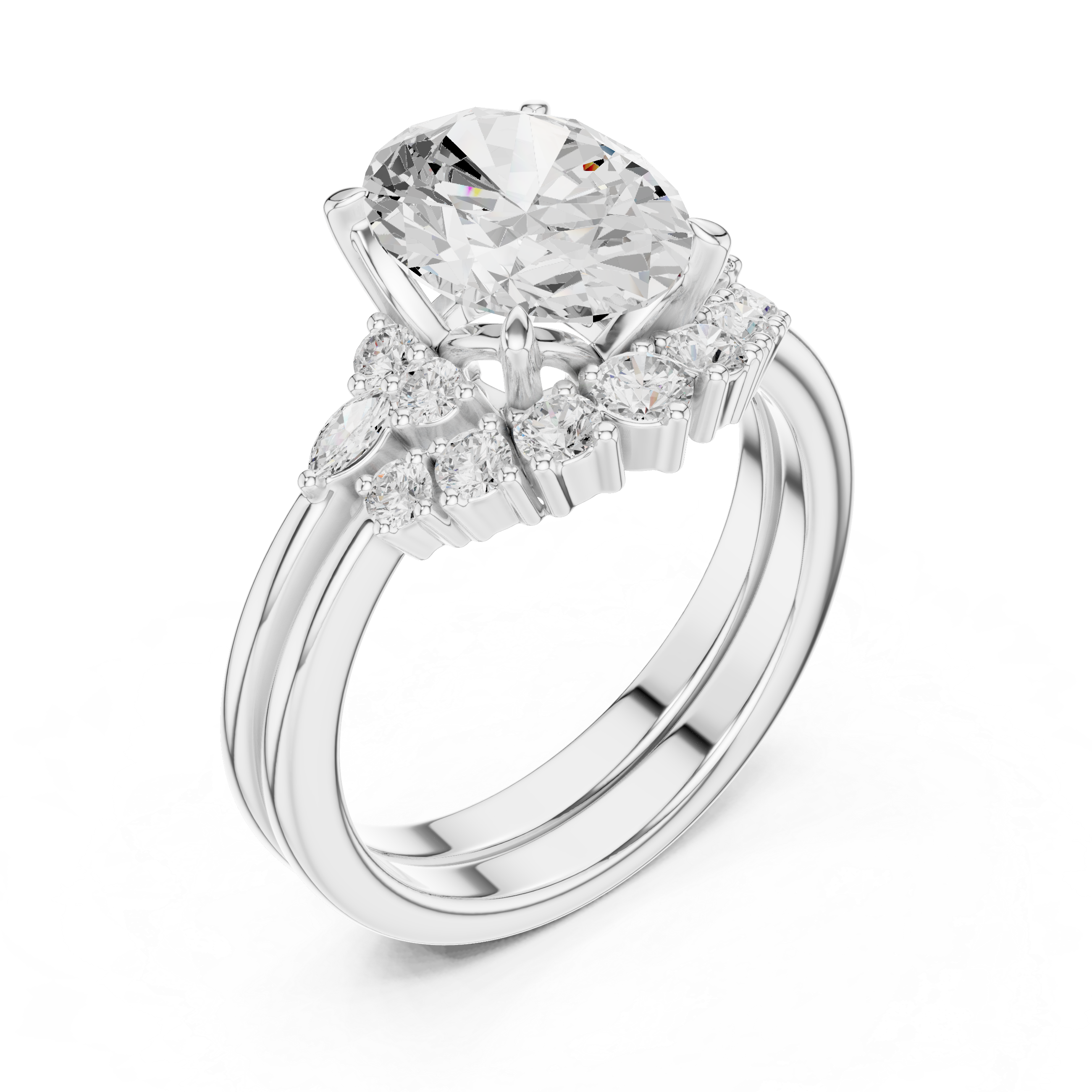 2.92 CT Bridal Set Ring – EF VS/SI Lab-Created Diamond in 14K Yellow Gold | Women's Engagement or Wedding