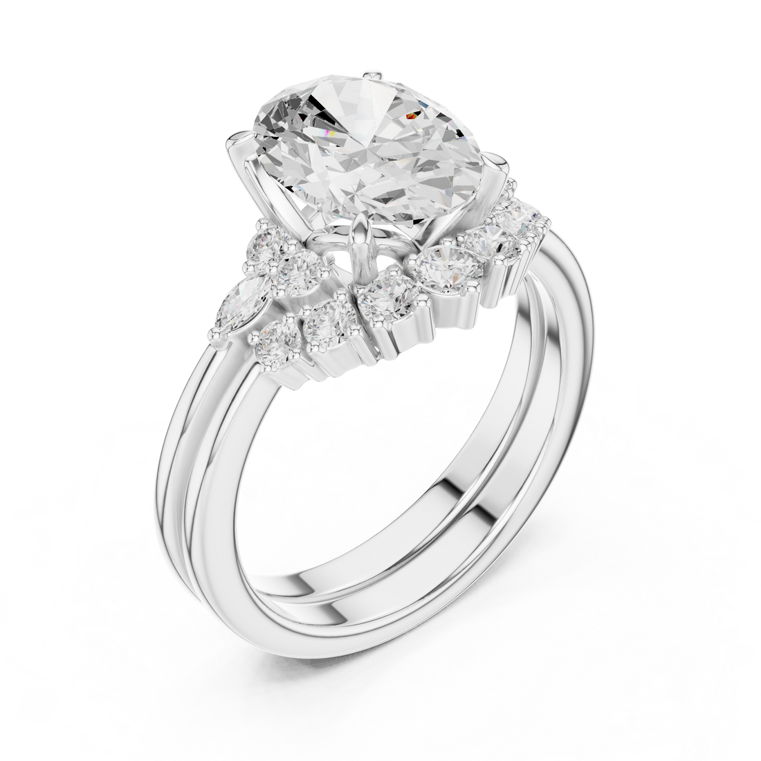2.92 CT Bridal Set Ring – EF VS/SI Lab-Created Diamond in 14K Yellow Gold | Women's Engagement or Wedding