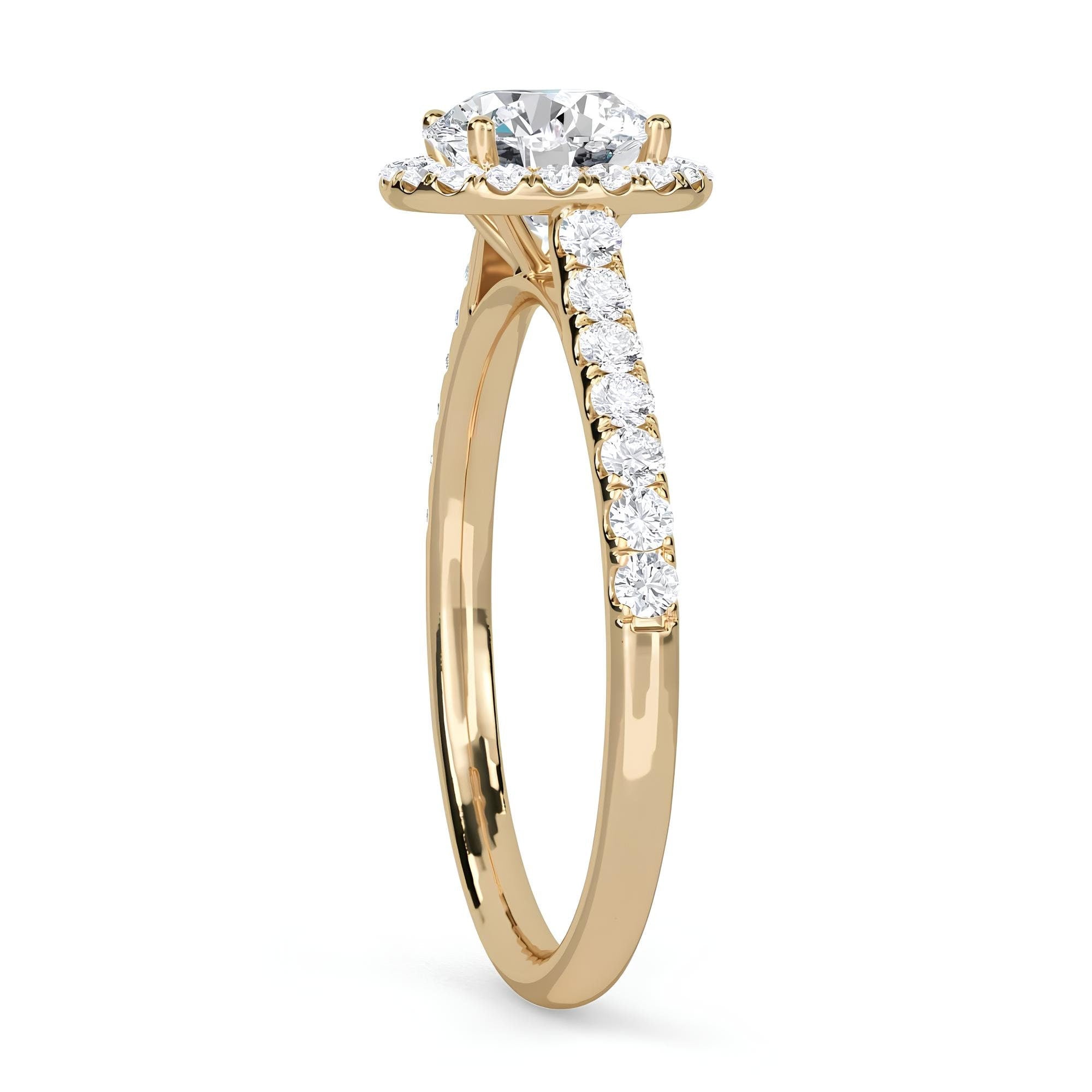 1.00 CT Round Lab-Grown Diamond Halo Engagement Ring EF VS/SI Certified Diamond in 14K Gold