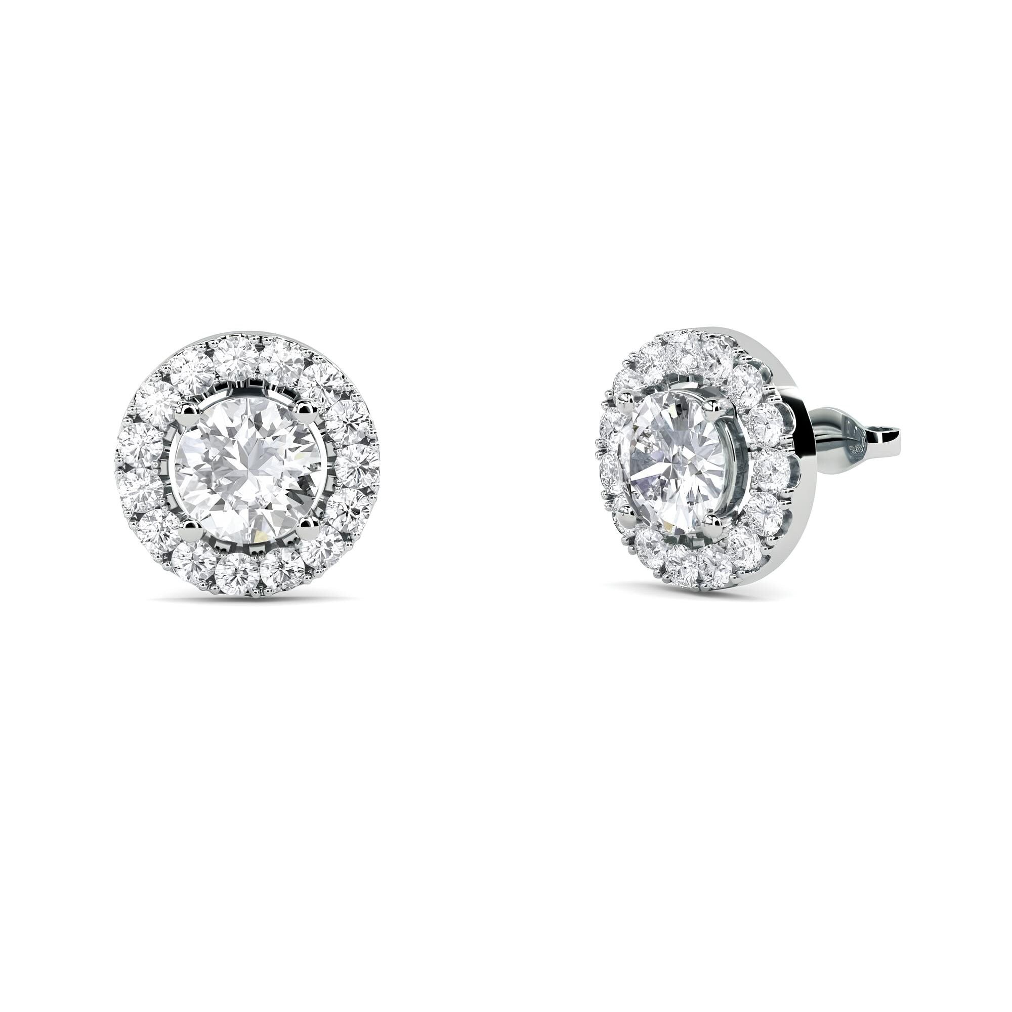 IGI Certified 0.80 CTW EF VS/SI Round Cut Lab-Grown Diamond Halo Stud Earrings 14K Gold Earrings for Bridesmaids