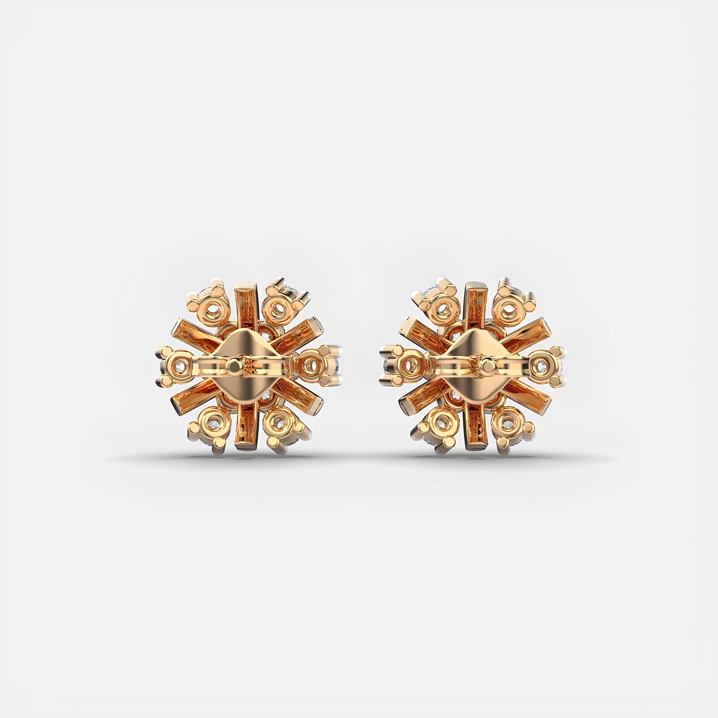 Serene Flora Cluster Stud Earrings EF VS/SI Lab-Grown Round Diamonds in 14K Solid Gold Minimalist Christmas Gift