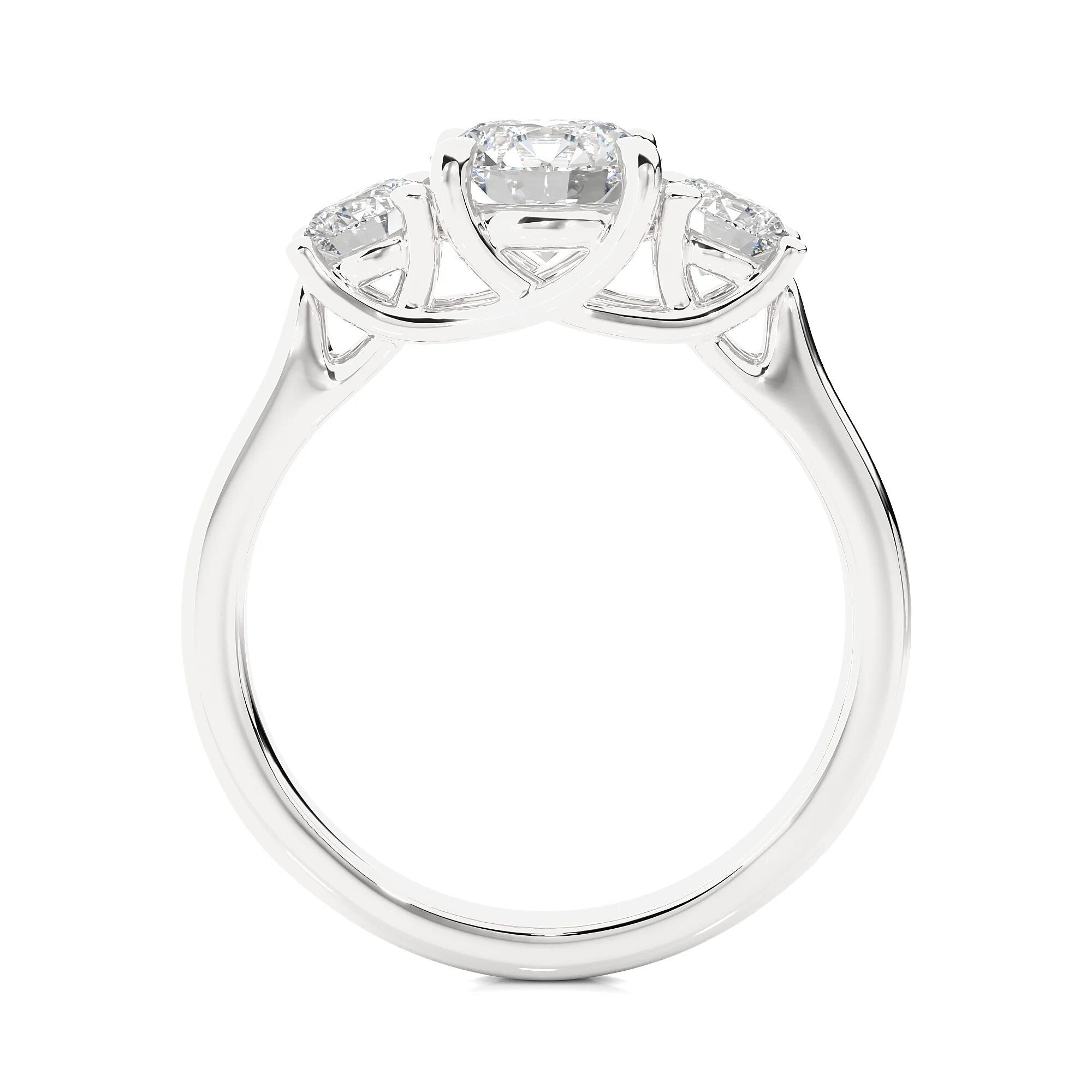 Round Three-Stone Engagement Ring – EF VS/SI Lab-Created Diamonds, Excellent Cut – Promise, Wedding, or Anniversary Ring for Her