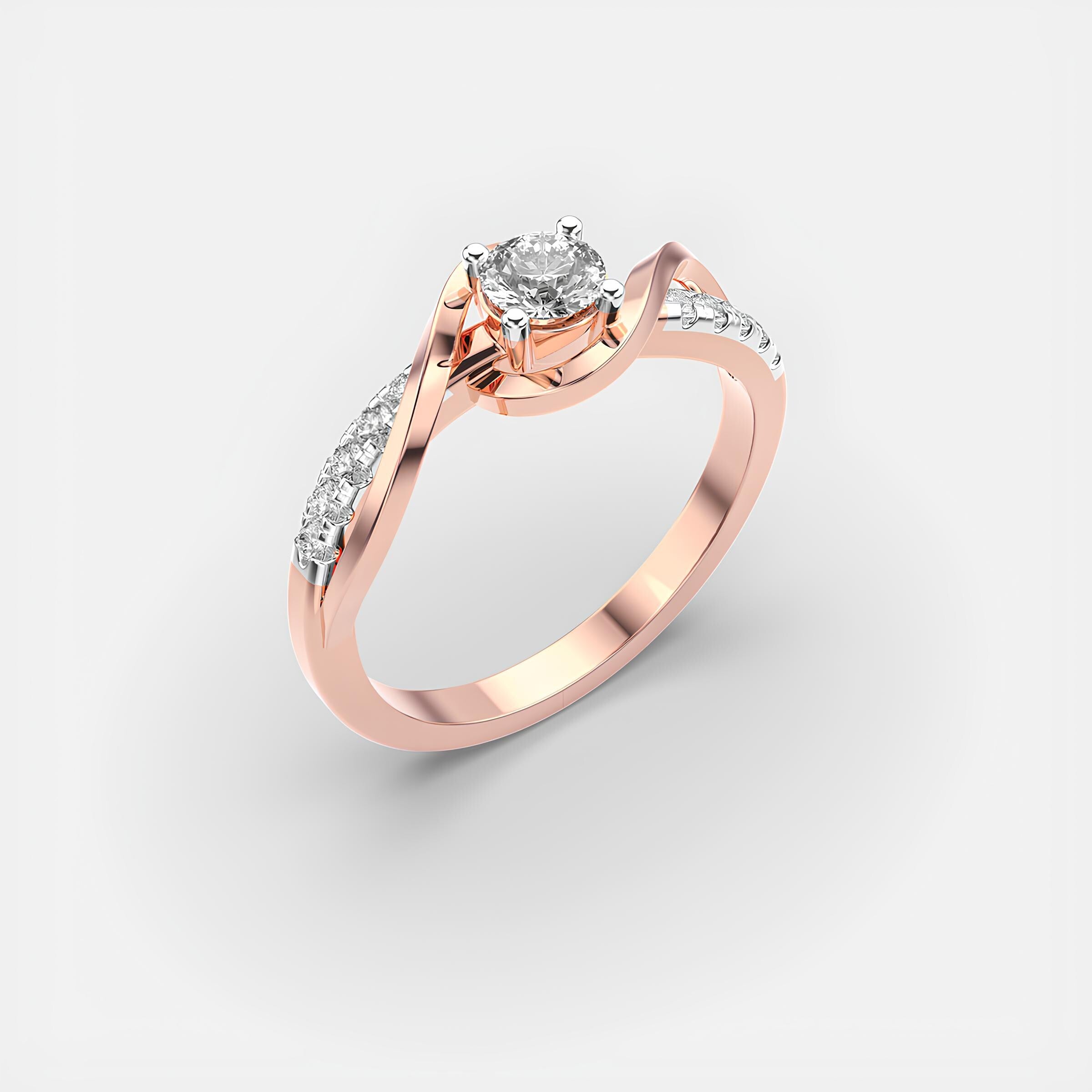 Elegant Twisted Diamond Ring – 14K Solid Gold with EF VS/SI Lab-Created Diamond | Anniversary or Wedding Band