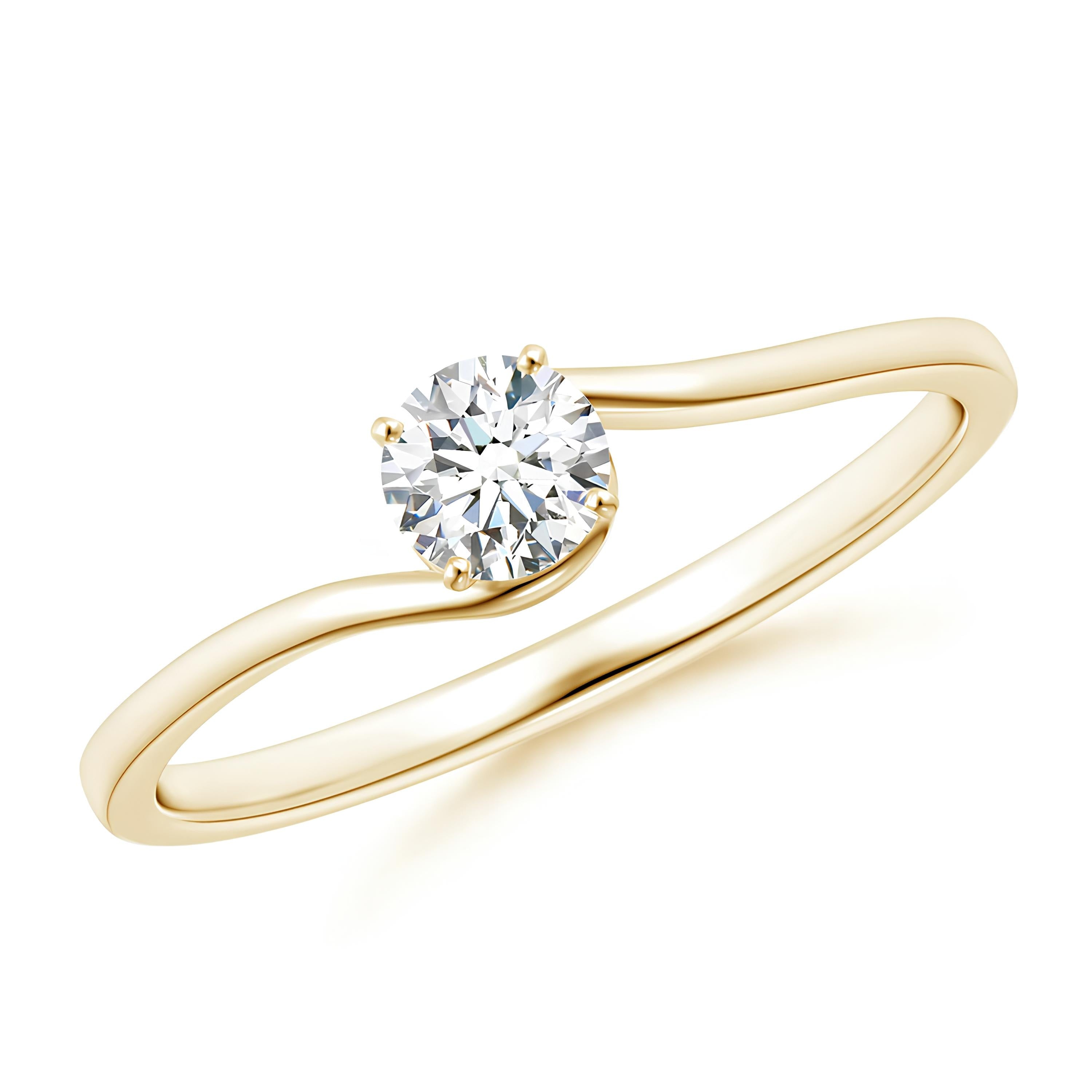 Certified Round Cut Lab-Grown EF VS/SI Diamond Solitaire Engagement Ring 14K Gold Wedding Band