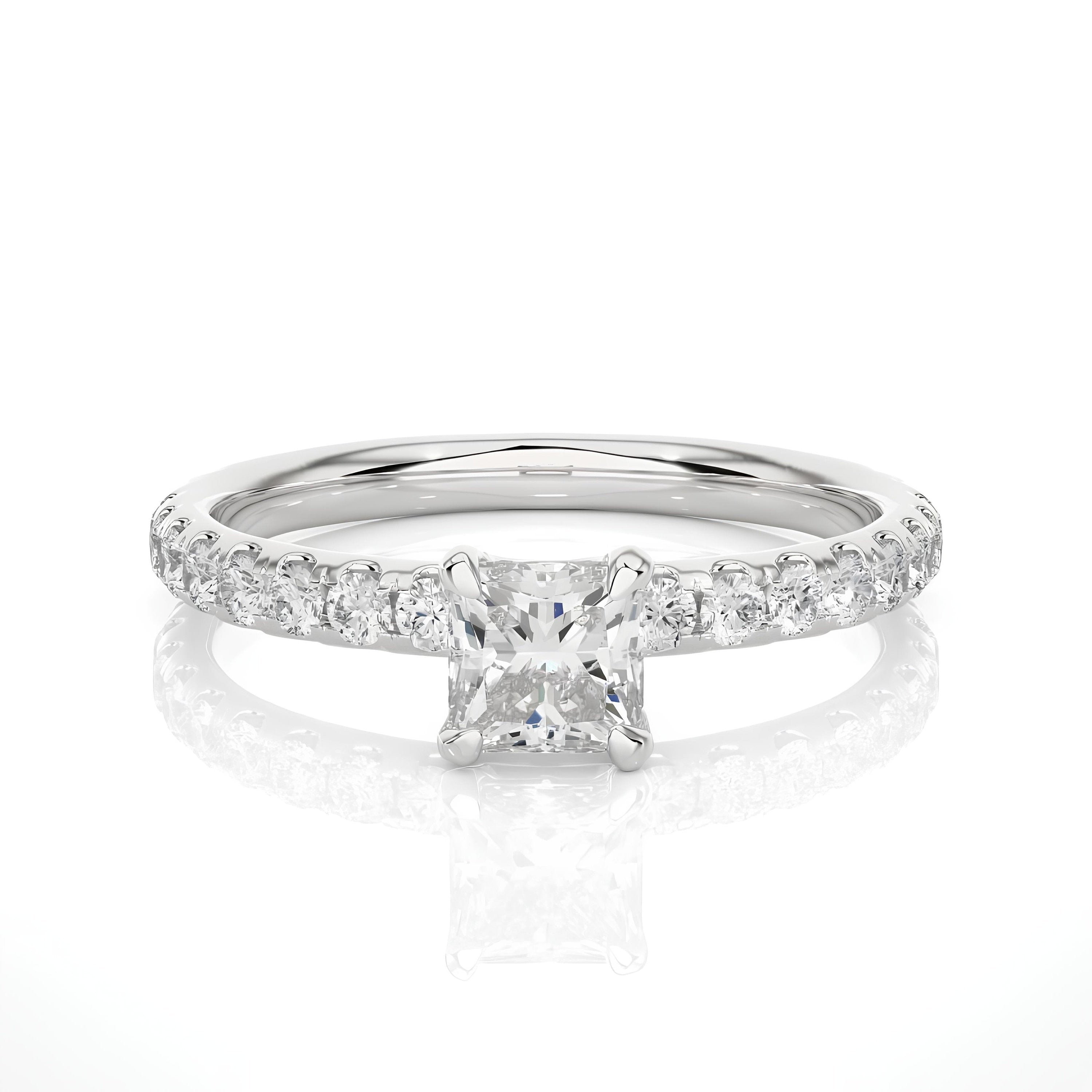 IGI Certified 1.00 Ct Princess Cut Lab-Grown Diamond Solitaire Engagement Ring – EF VS/SI Clarity, Set in 14K Solid Gold