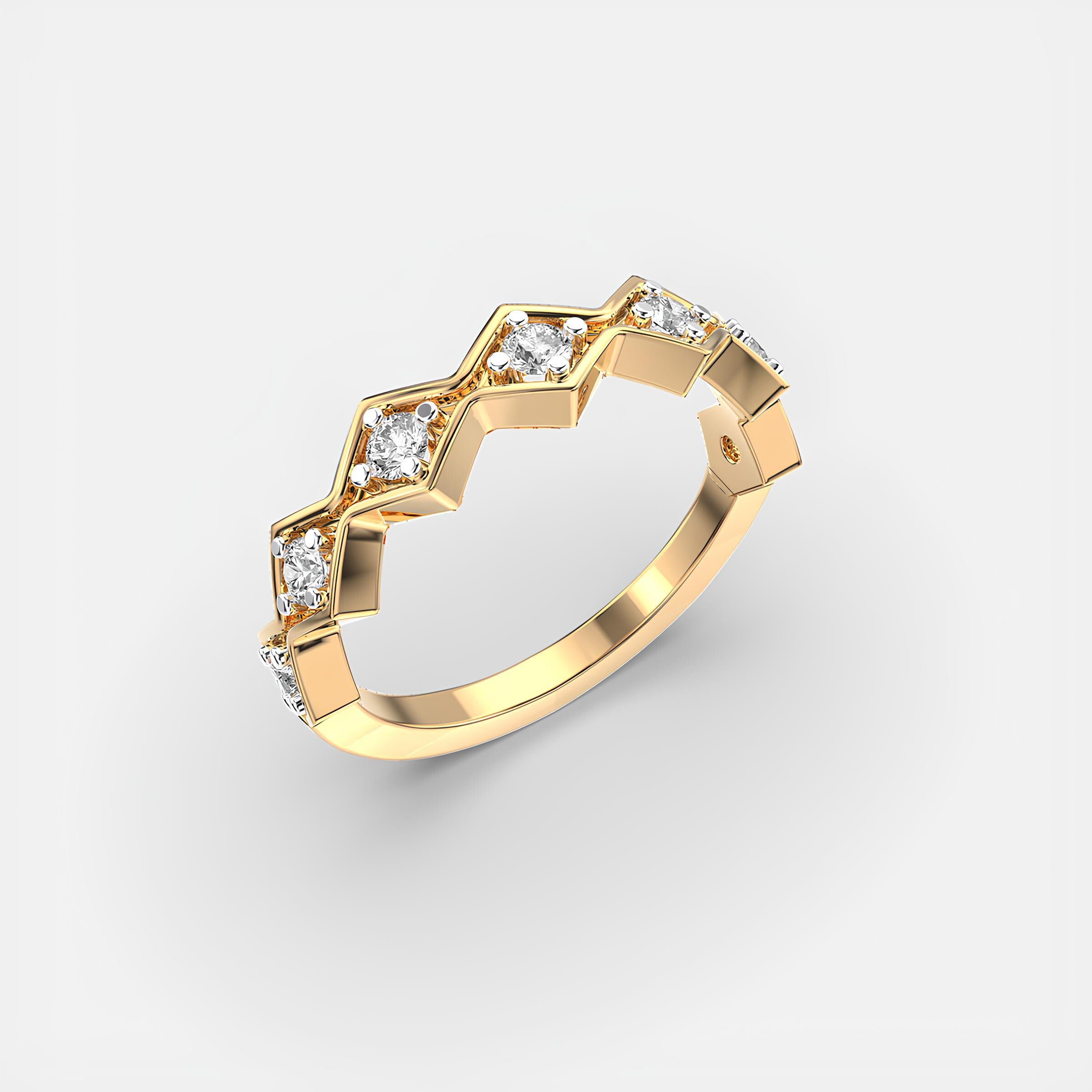 Round Cut EF VS-SI Lab-Grown Diamond Half Eternity Band – Stackable Anniversary Gift Ring 14K Gold