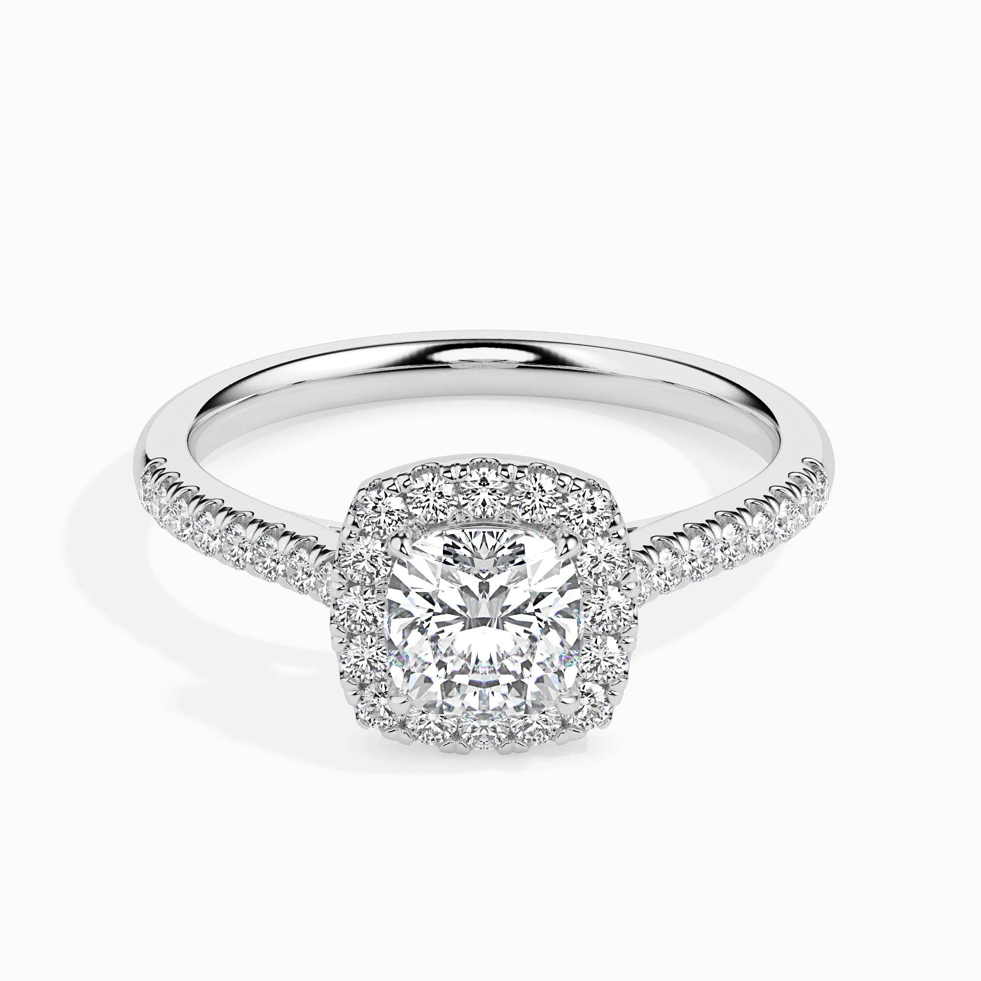 IGI Certified 1.00 Ct Cushion Cut Lab-Grown Diamond Halo Engagement Ring – VS/SI Clarity – 14K Solid Gold Wedding & Anniversary Gift Ring