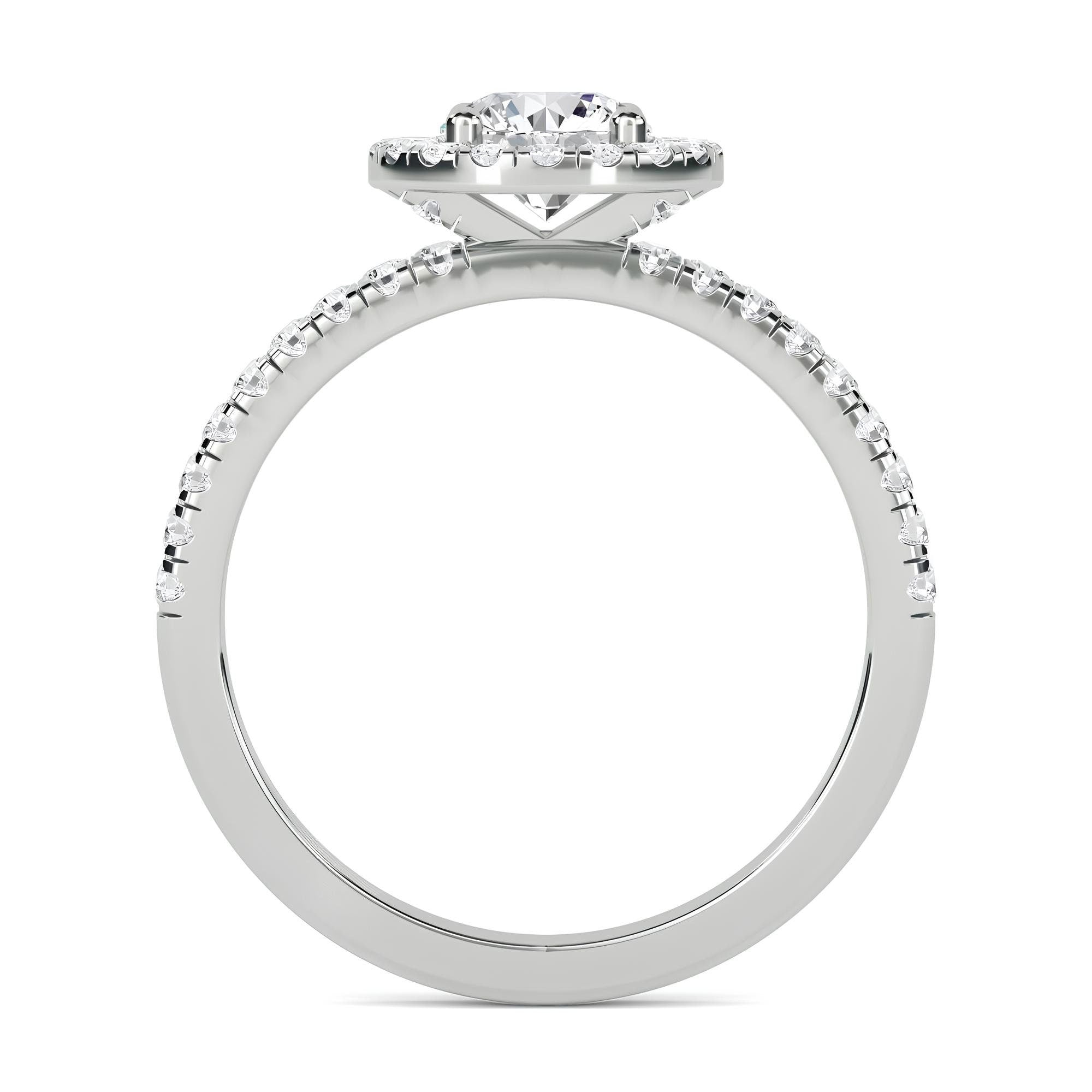 Elegant 1.00 CT Lab-Grown Diamond Halo Engagement Ring – IGI Certified EF VS/SI Round Diamond in 14K Gold