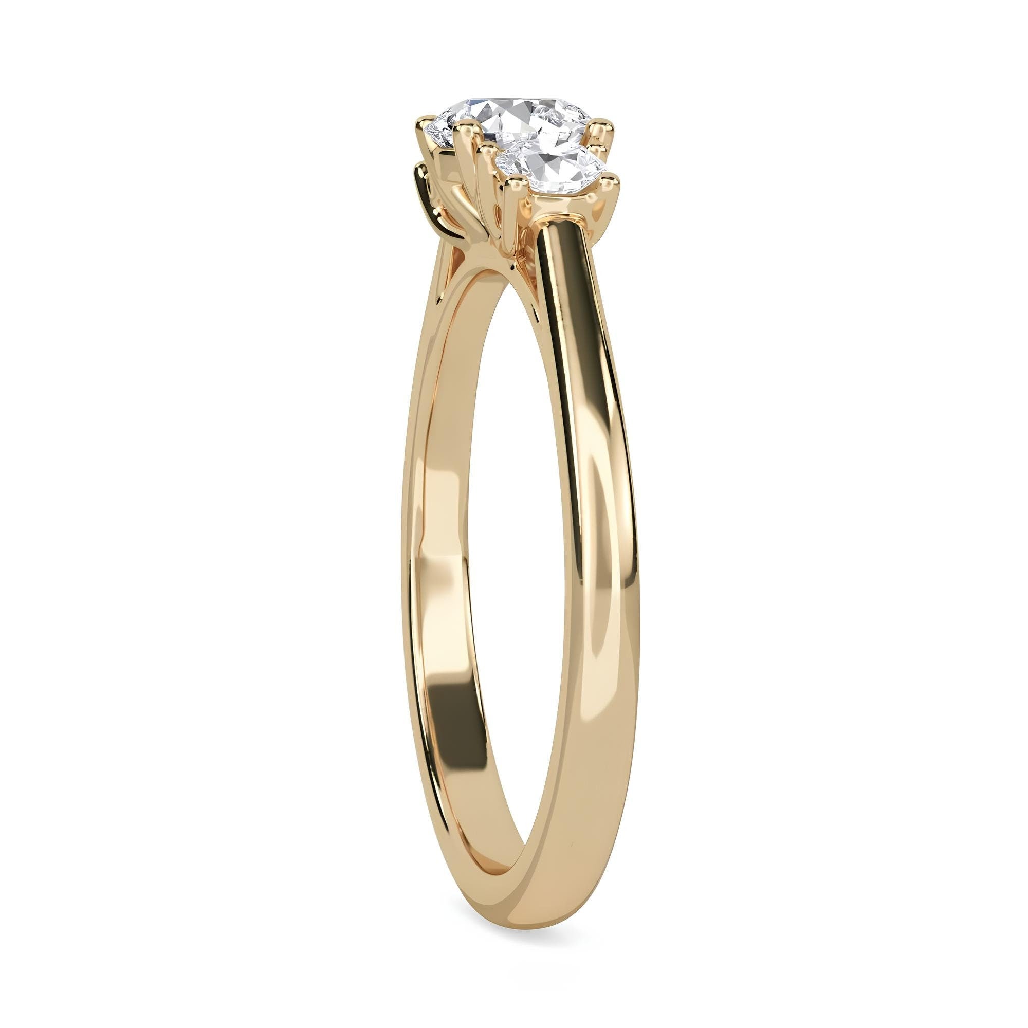 Three-Stone Round Lab-Grown Diamond Engagement Ring – EF VS/SI Diamonds in 14K Gold | Promise, Wedding, or Gift Ring for Her