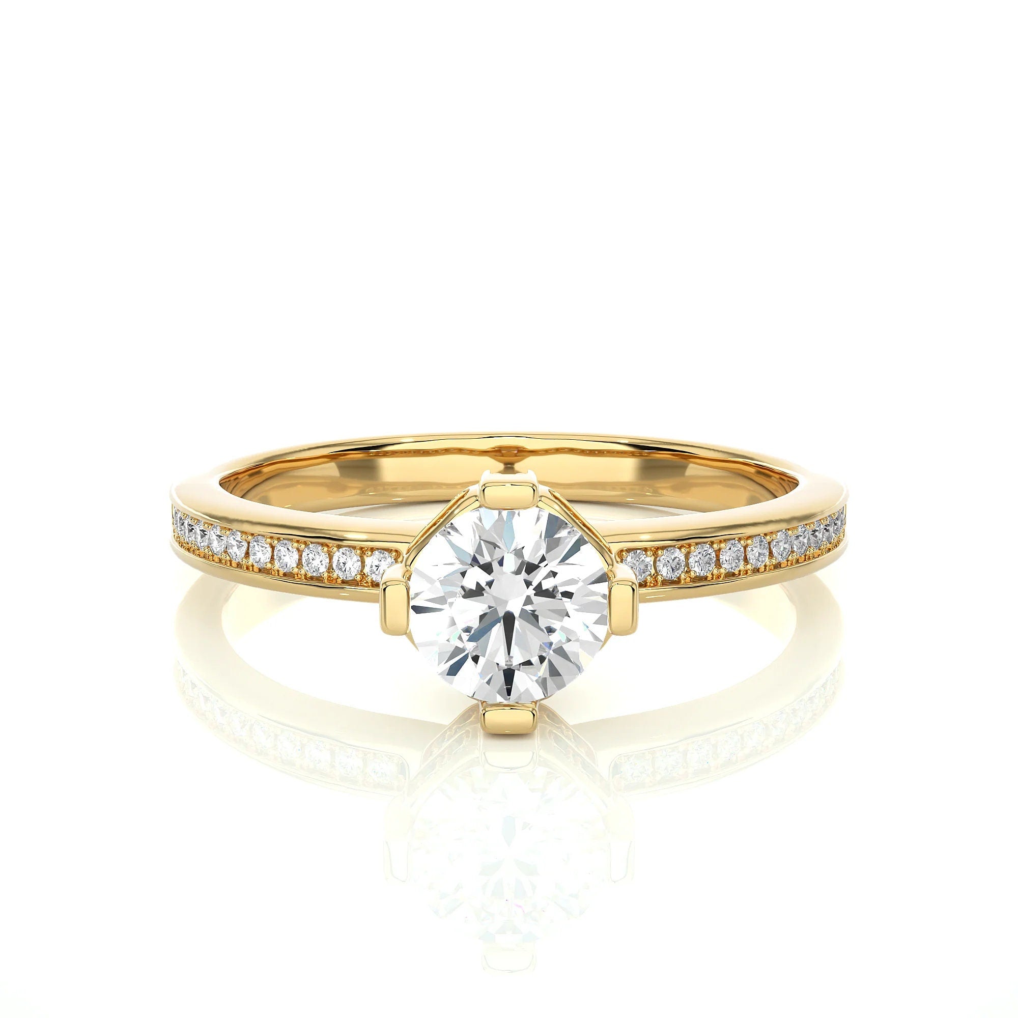 Dazzling 1.00 Ct IGI Certified Lab Grown Diamond Solitaire Exquisite Engagement Ring - Luxurious 14k Gold & Platinum Conflict Free Wedding Band