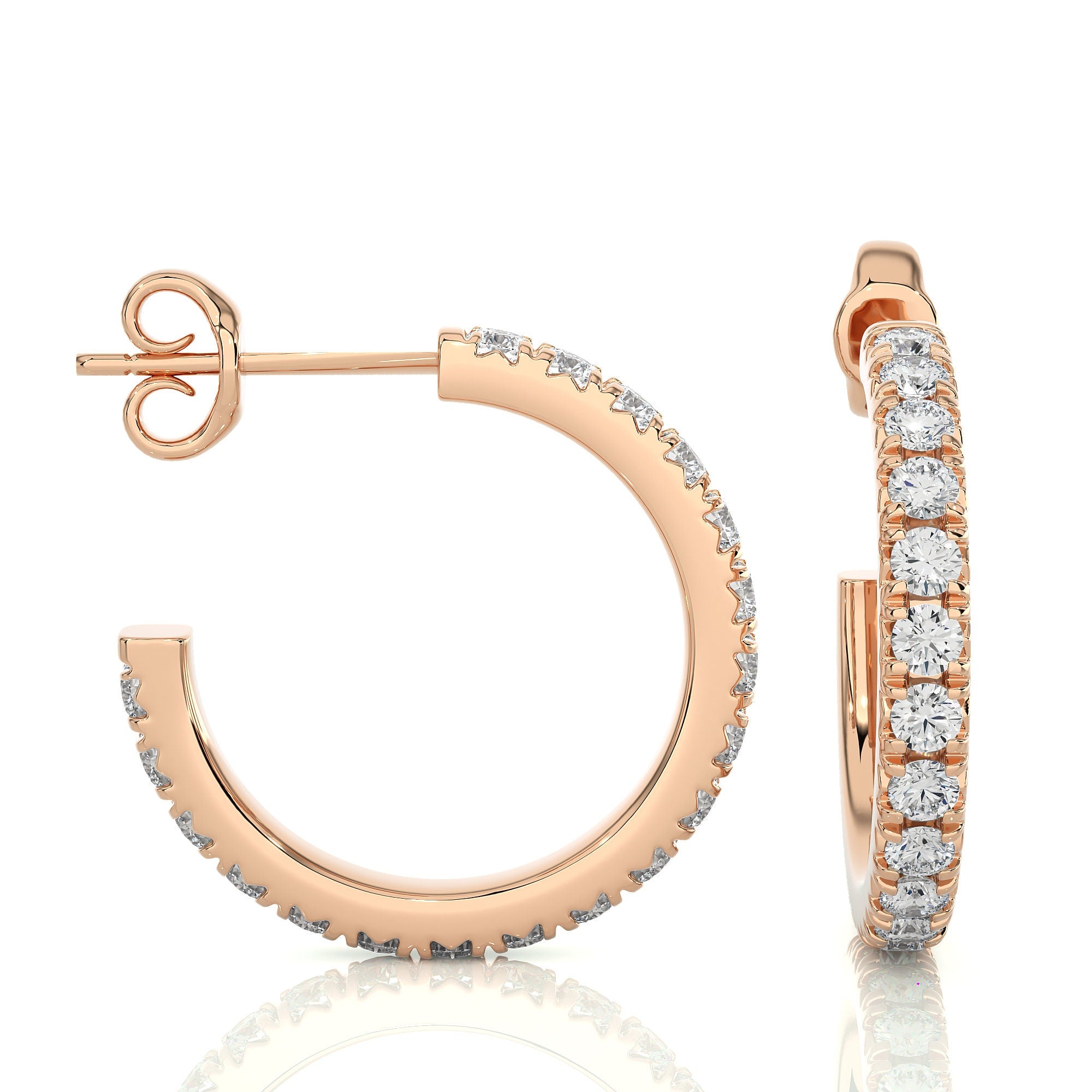 Exquisite 14k Gold Diamond Pave Hoop Stud Earrings by Alikediamonds