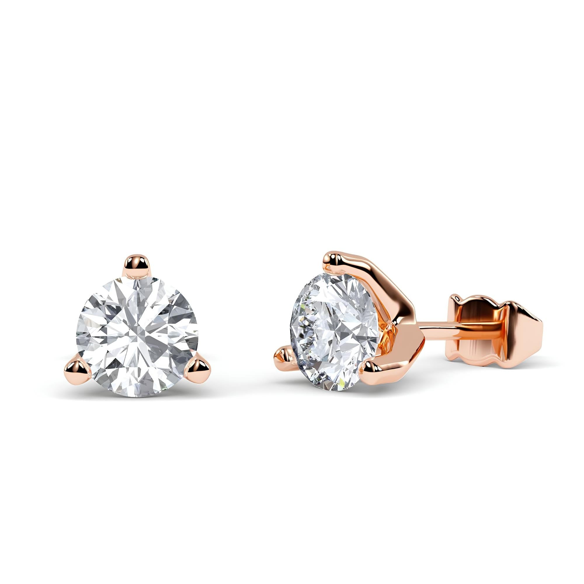 0.25–4.00 Carat Round EF VS/SI Lab-Grown Diamond Martini Stud Earrings 14K Gold