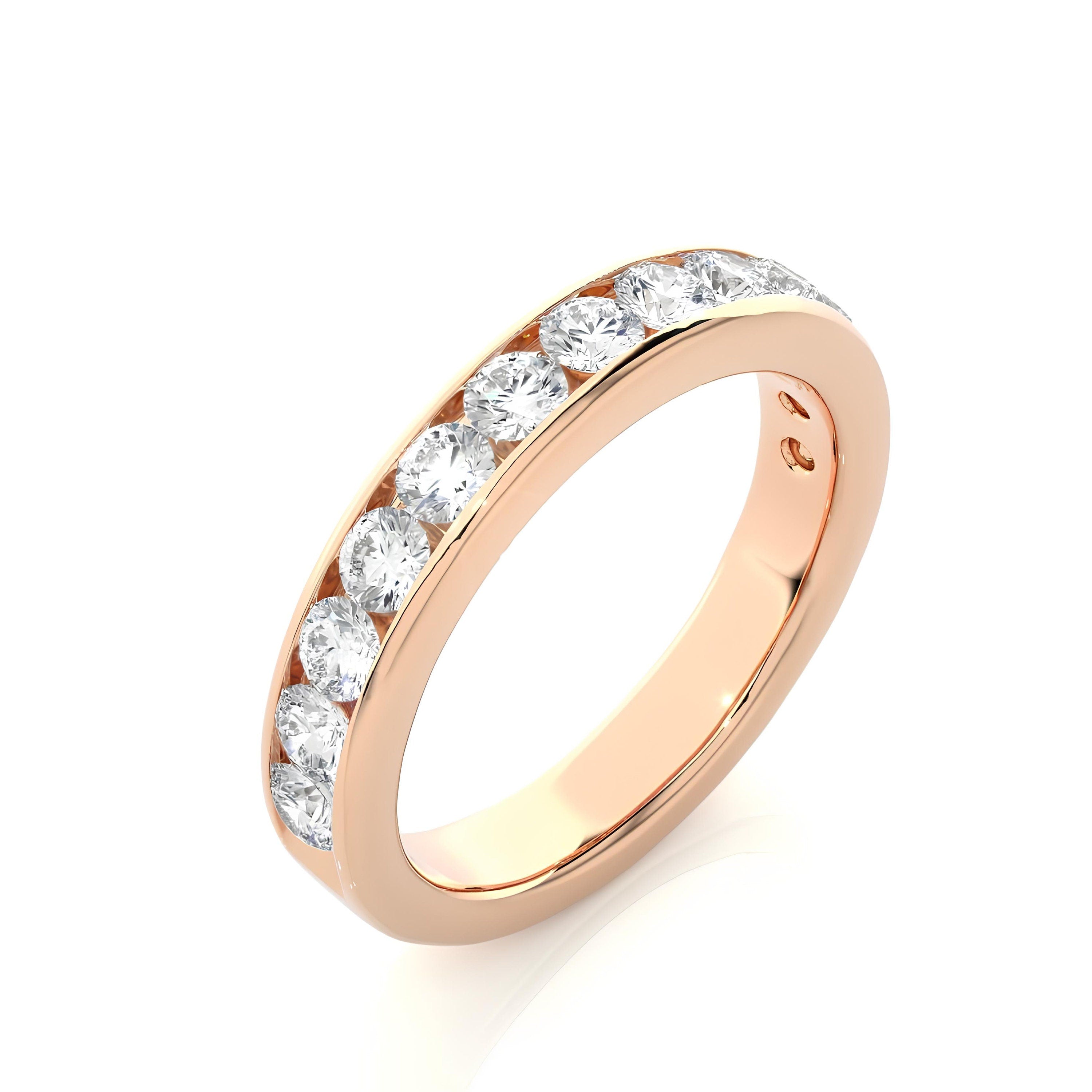 Women's 2.75MM Channel-Set Half Eternity Lab-Grown Diamond Ring – Diamond Wedding Anniversary Band, Stackable Diamond Guard in 14K Gold