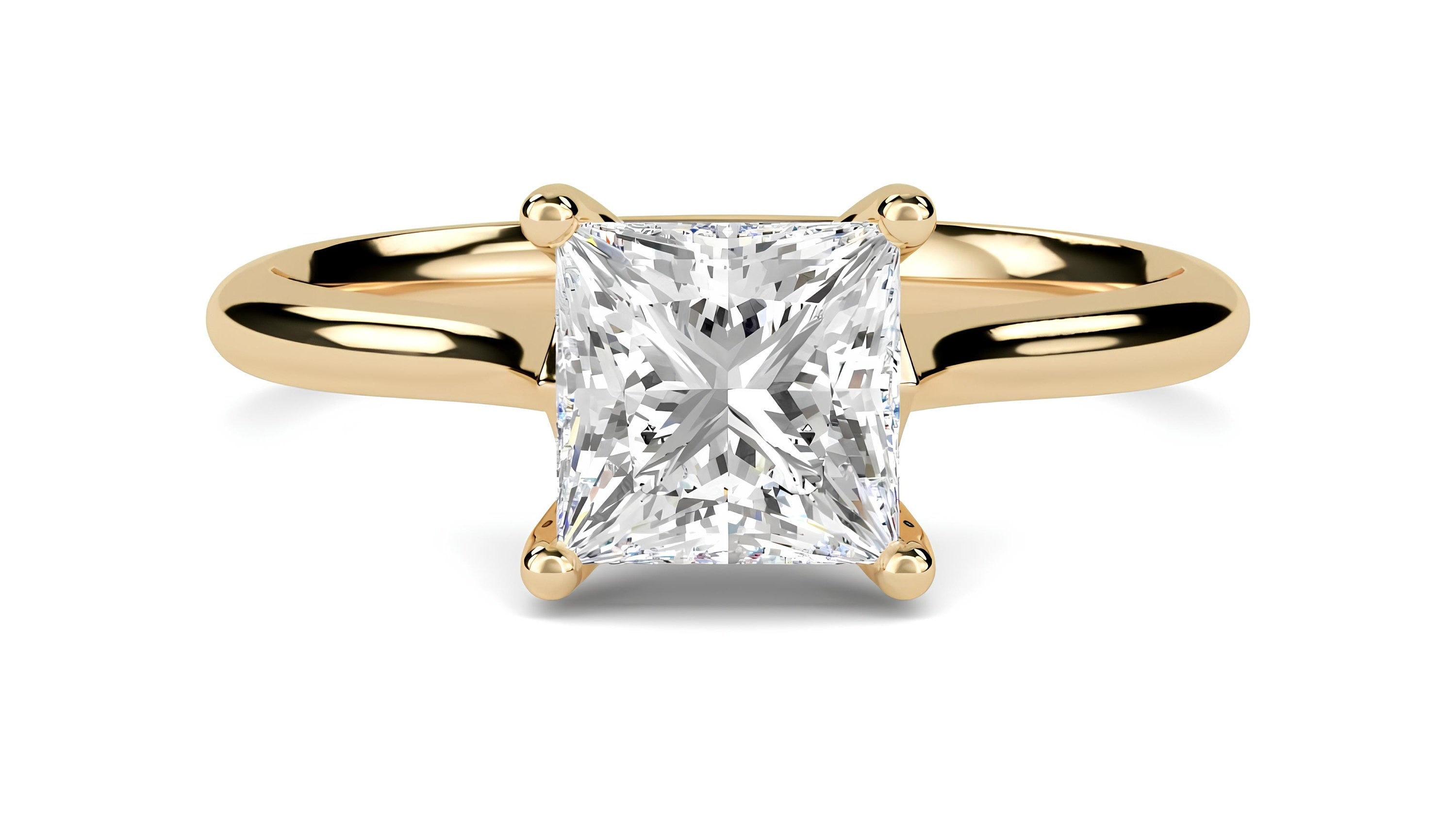 1.00 CT EF VS/SI Princess Cut Lab-Grown Diamond Solitaire Engagement Ring – 14K Solid Gold Wedding Ring