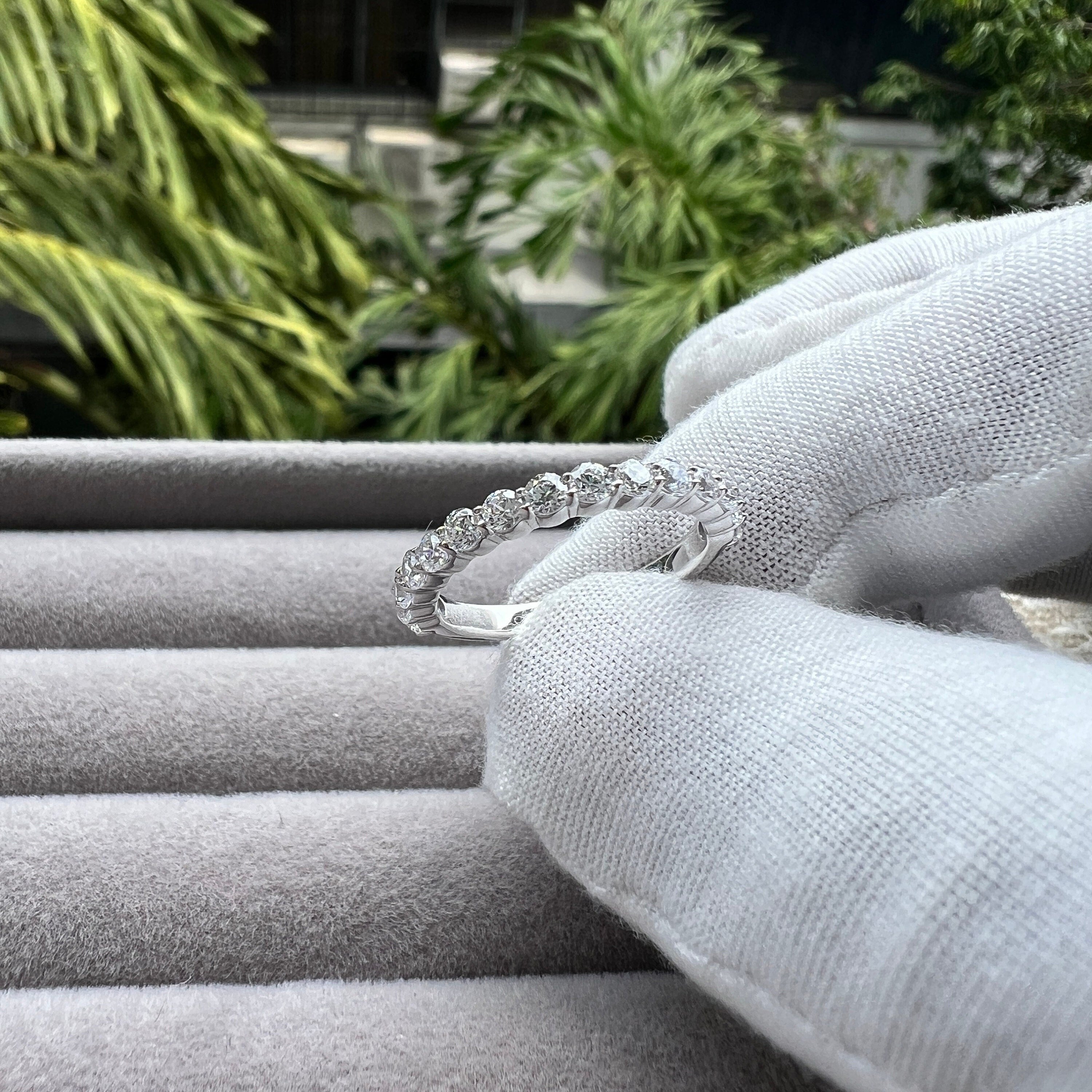 0.90 CT EF VS/SI Lab-Grown Diamond Band – 14K Solid Gold Half Eternity Wedding Band | Stackable, Matching Diamond Ring