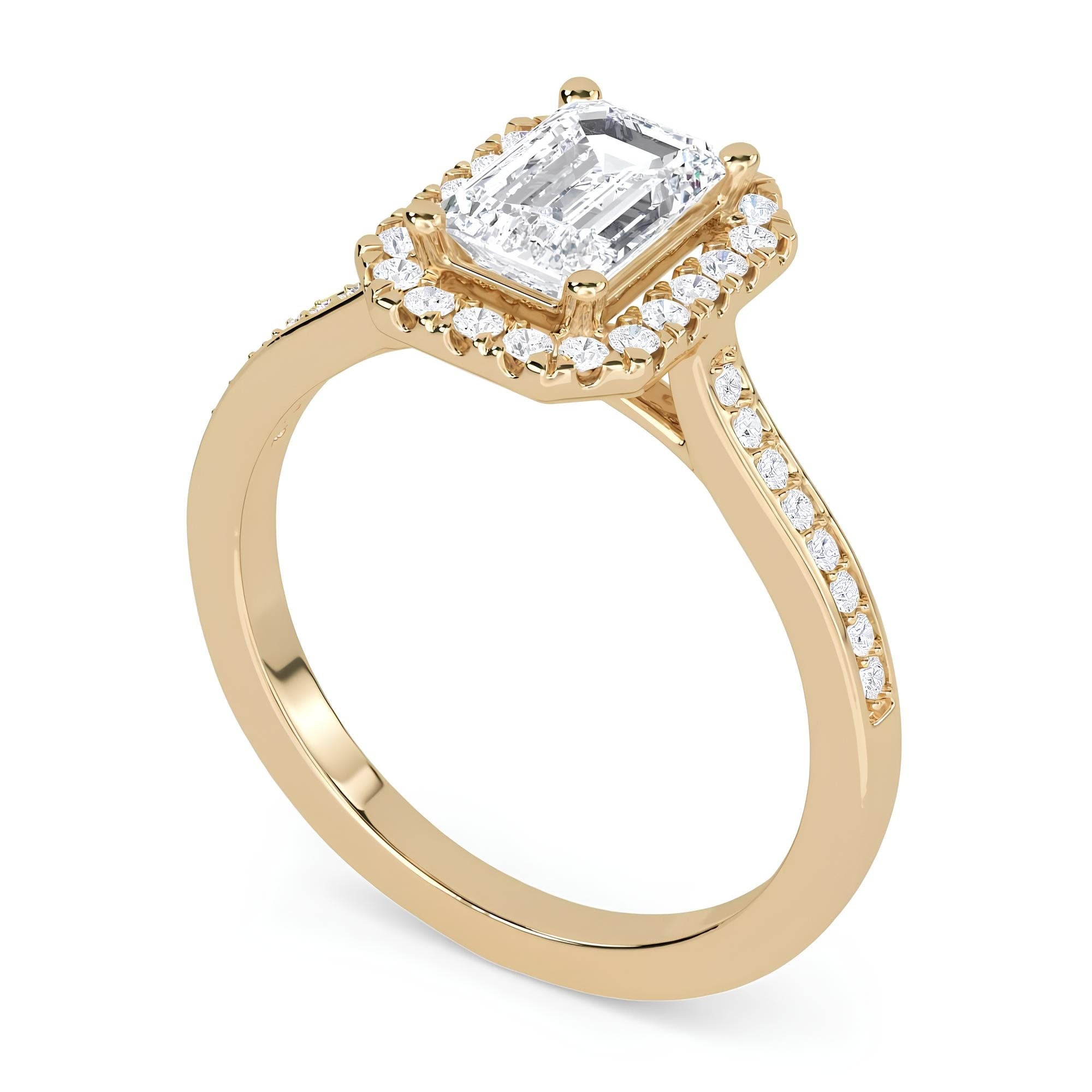 Stunning 1.00 CT EF VS/SI Lab-Grown Emerald Diamond Halo Ring in 14K Solid Gold IGI Certified Engagement or Wedding Ring