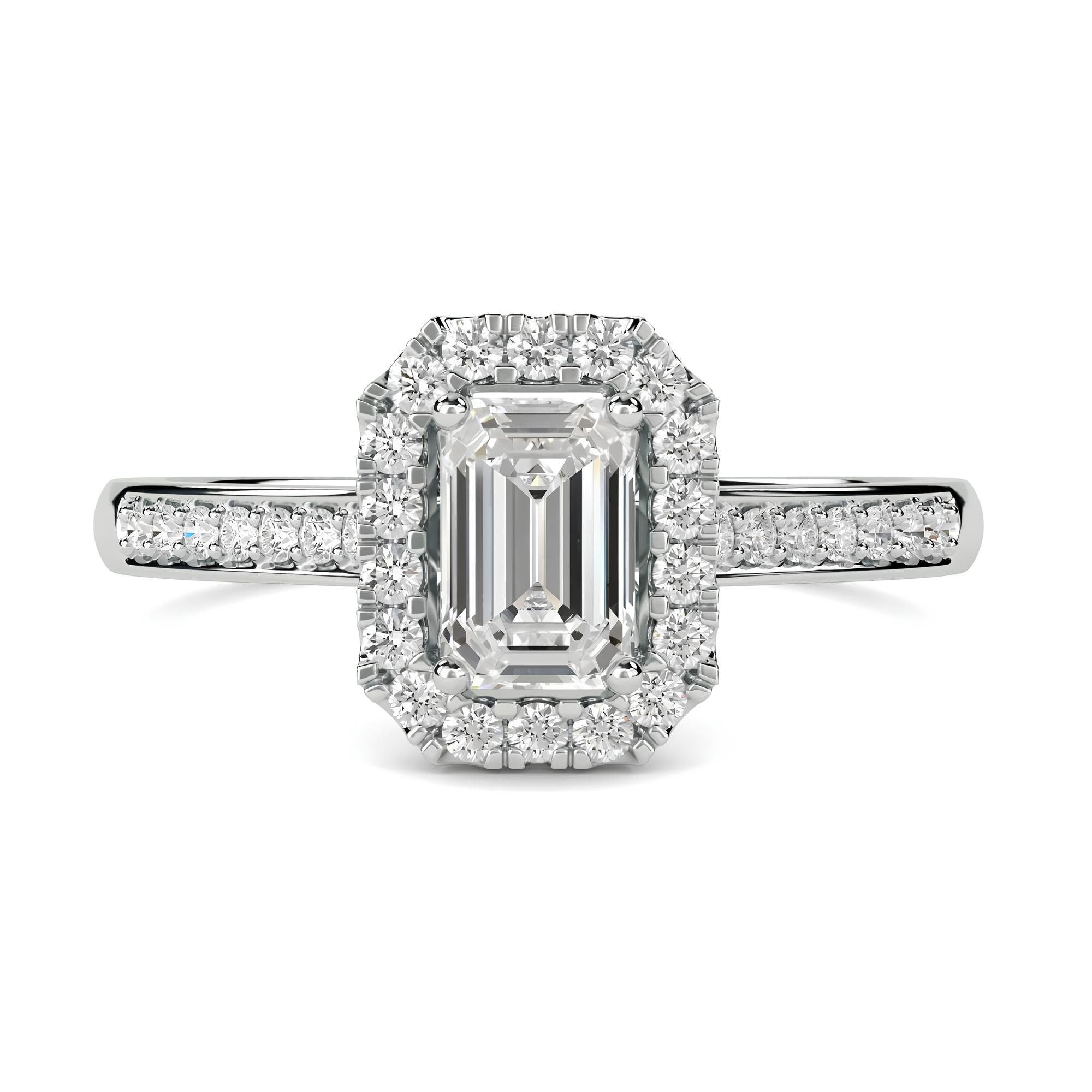 Sparkling Emerald Halo Engagement Ring – 1.00 CT EF VS/SI IGI Certified Lab-Grown Diamond in 14K Gold