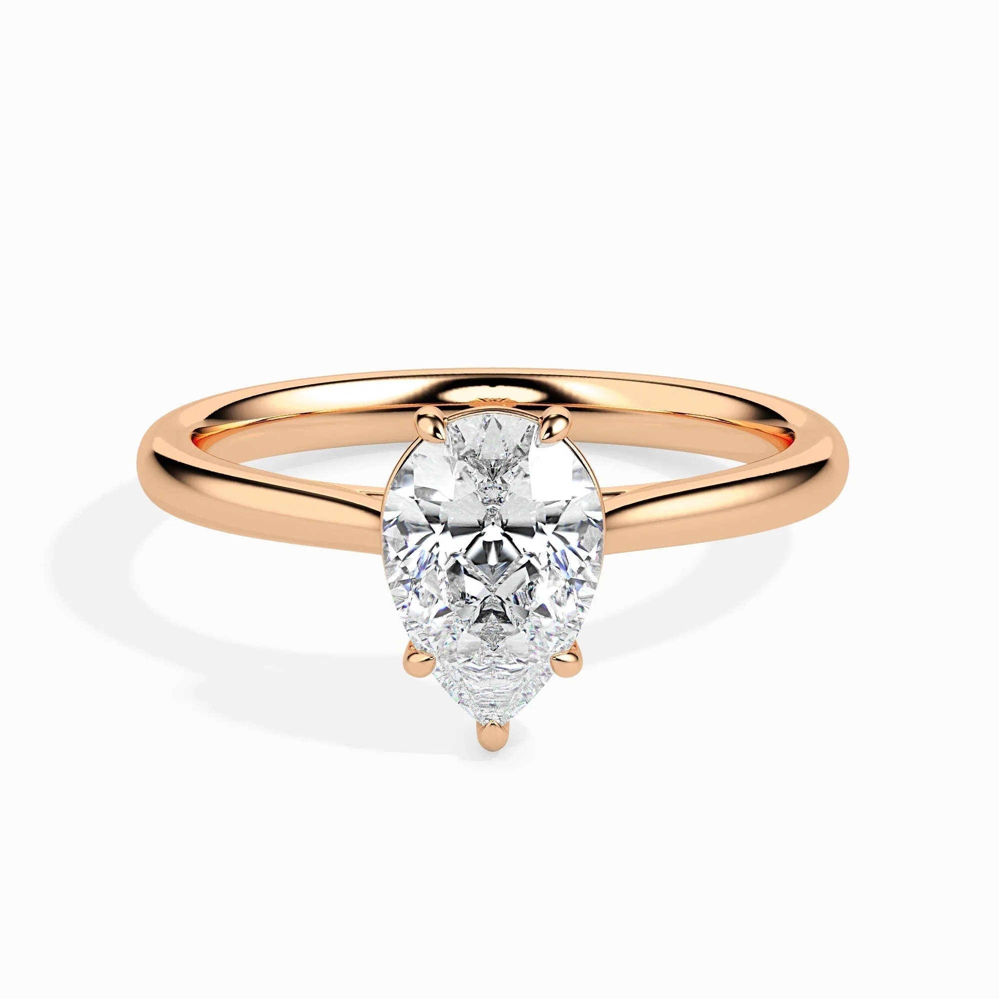 Certified 0.50 Ct Pear-Cut Lab-Grown Diamond Solitaire Engagement Ring – Conflict-Free VS/SI Diamond Set in 14K Real Gold