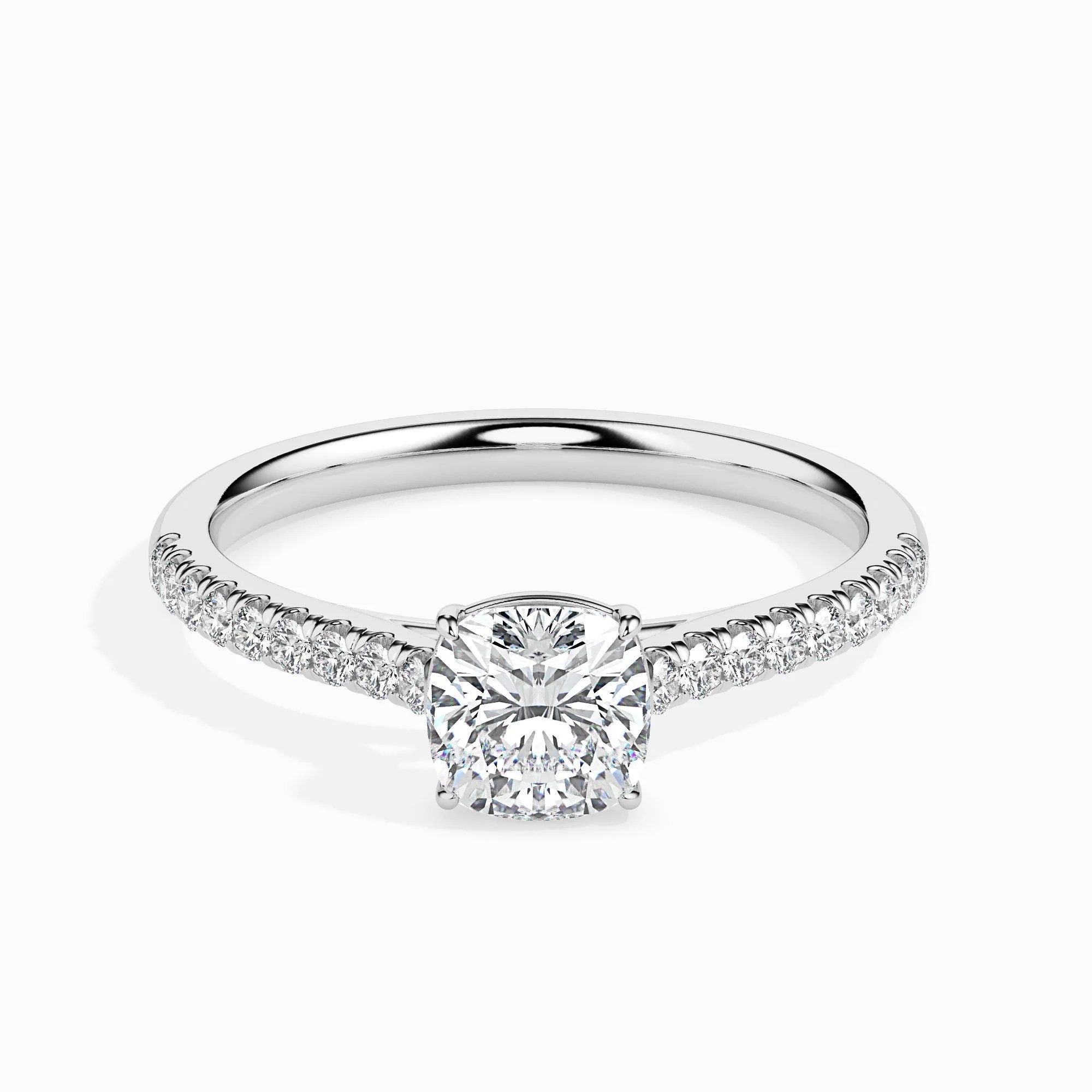 Certified 0.50 Ct EF VS/SI Lab-Grown Cushion Diamond Solitaire Engagement Ring – Solid Gold Setting with Conflict-Free Diamond