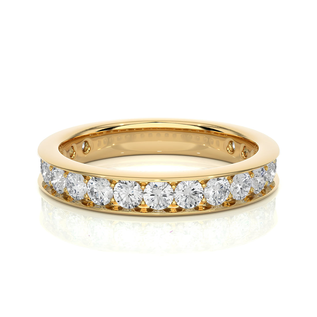 2.50MM Round Cut Colorless Lab-Grown Diamond Half Eternity Band– Channel-Set 14K Gold Matching Wedding and Stacking Ring, Bridal Set
