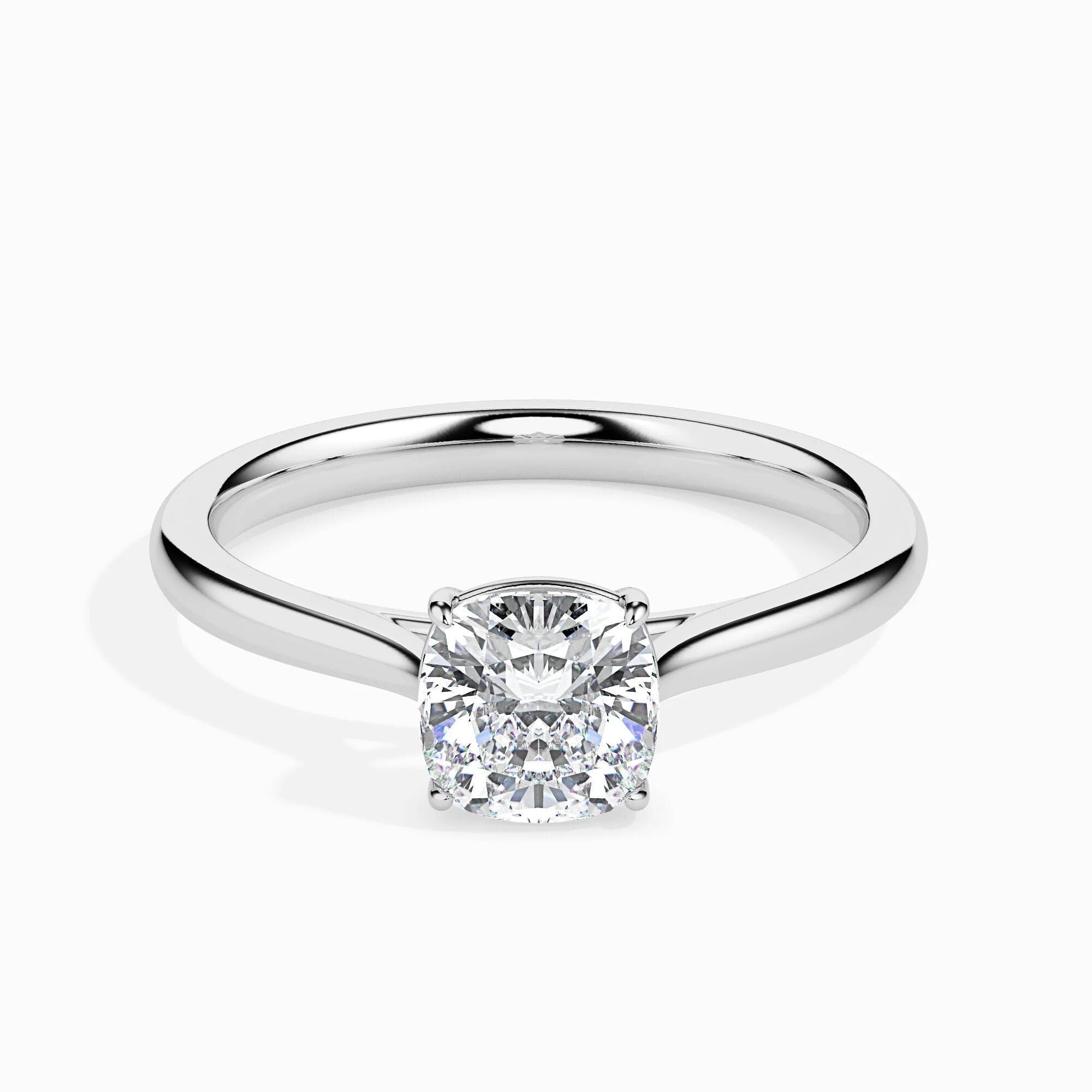 Certified 0.50 Ct EF VS/SI Cushion-Cut Lab-Grown Diamond Solitaire Engagement Ring – Conflict-Free Diamond Set in 14K Real Gold