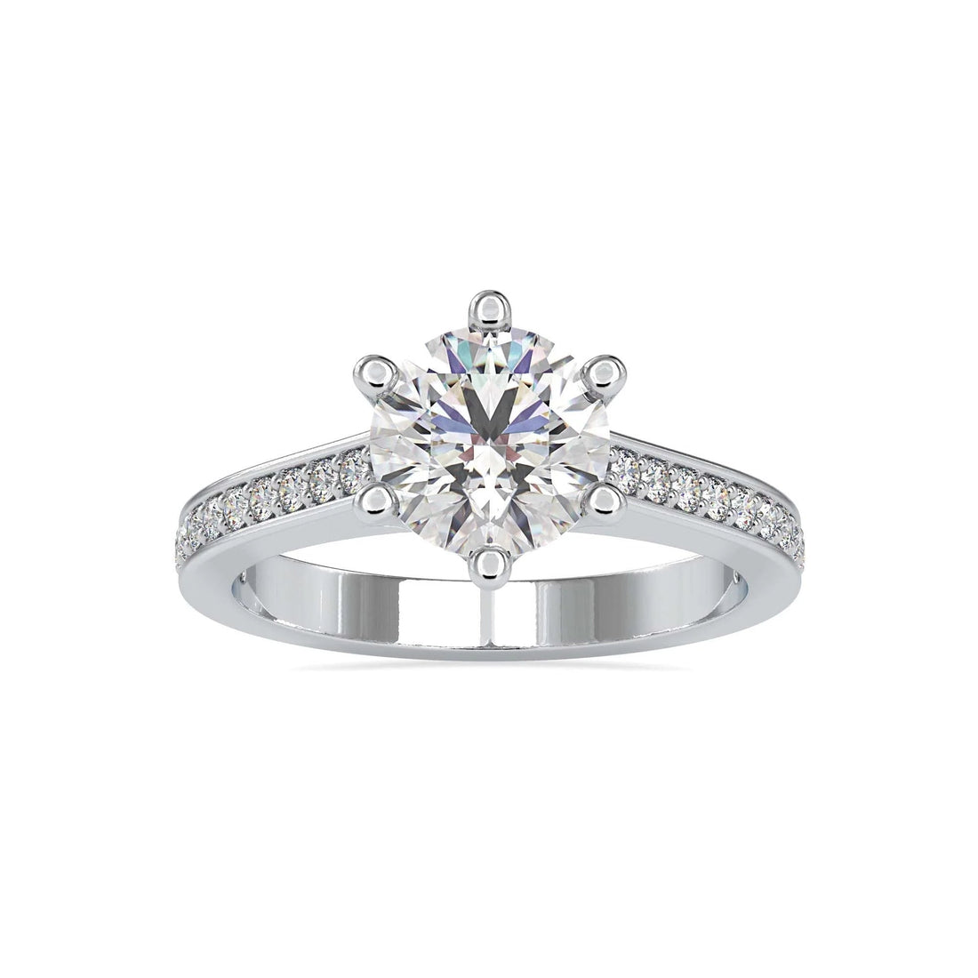 1.00 CT Certified Lab-Grown Diamond Solitaire Engagement Ring – 14K Real Gold with Pave Setting and Conflict-Free VS/SI Lab-Grown Diamonds