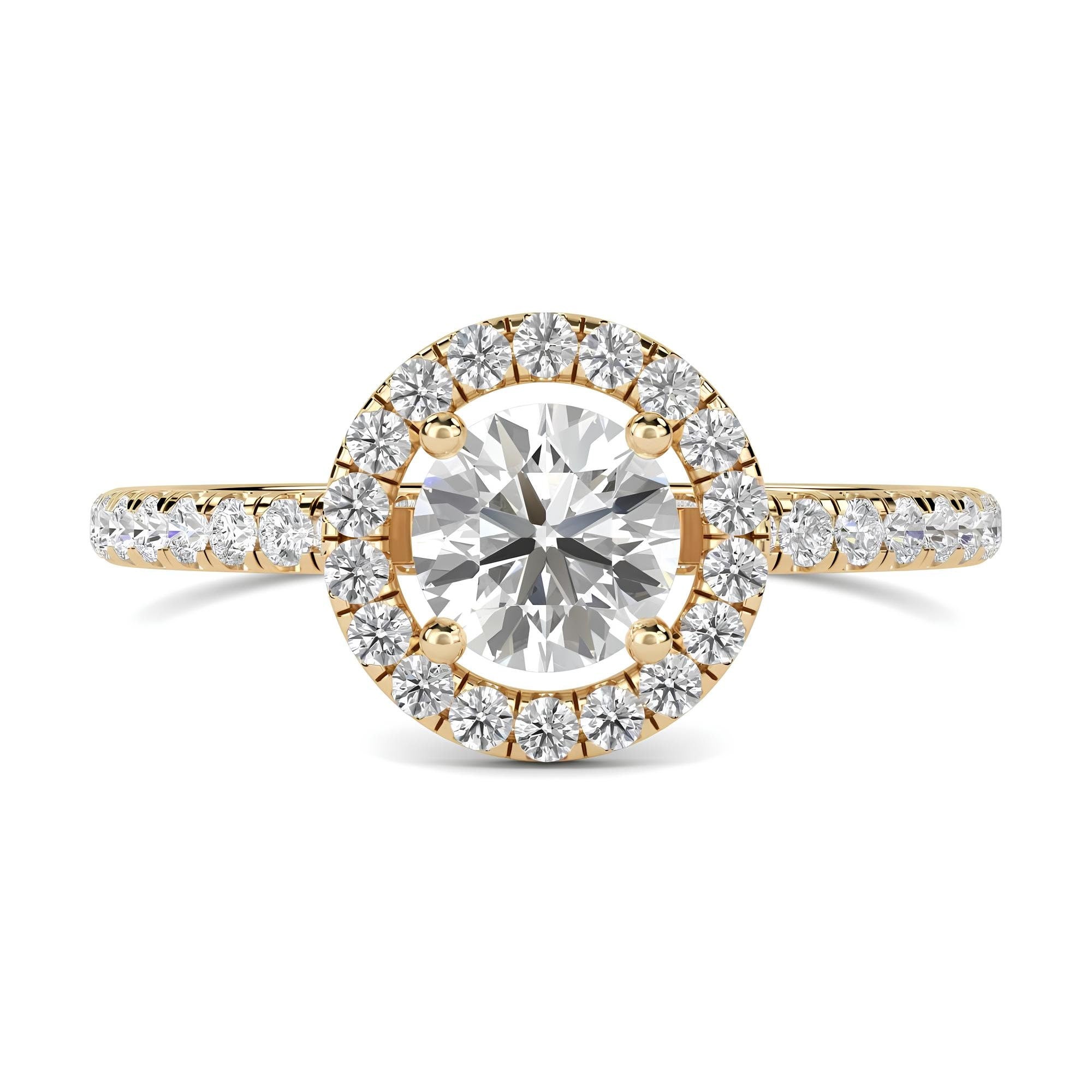 Elegant 1.00 CT Lab-Grown Diamond Halo Engagement Ring – IGI Certified EF VS/SI Round Diamond in 14K Gold