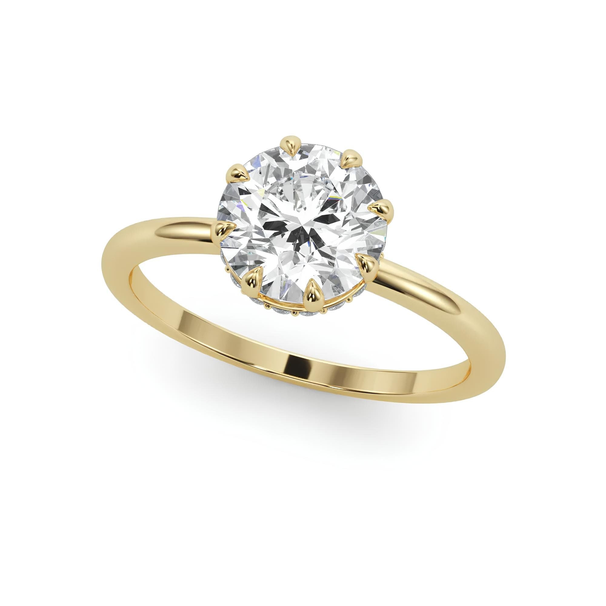 1.50 Carat Certified VS/SI Lab-Grown Diamond Hidden Halo Vintage Engagement Ring – 14K Solid Gold Wedding, Anniversary, or Promise Ring