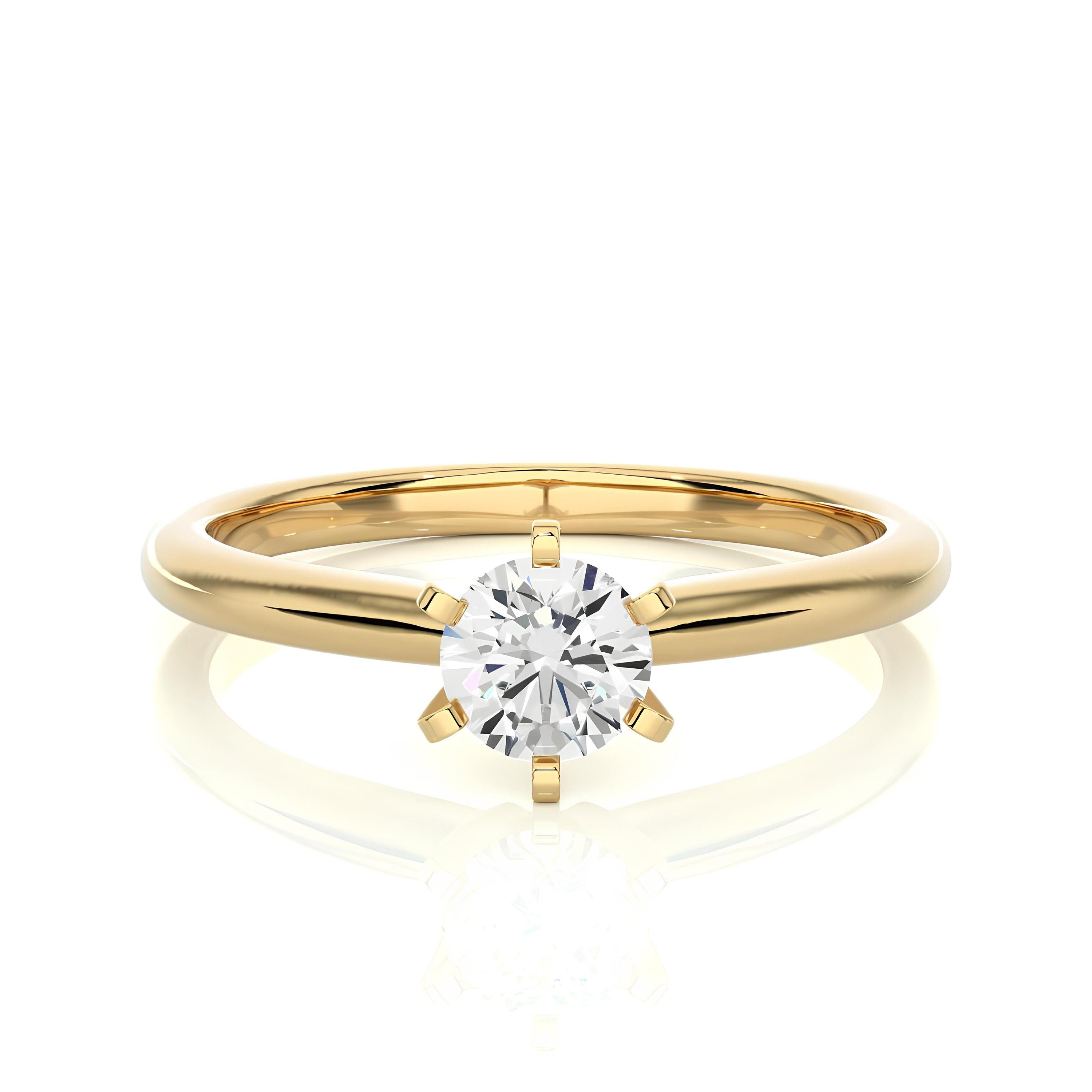IGI Certified Lab Grown Diamond Solitaire Engagement Ring – 0.25 to 2.00 Ct EF VS/SI Conflict-Free Diamond in 14K Real Gold