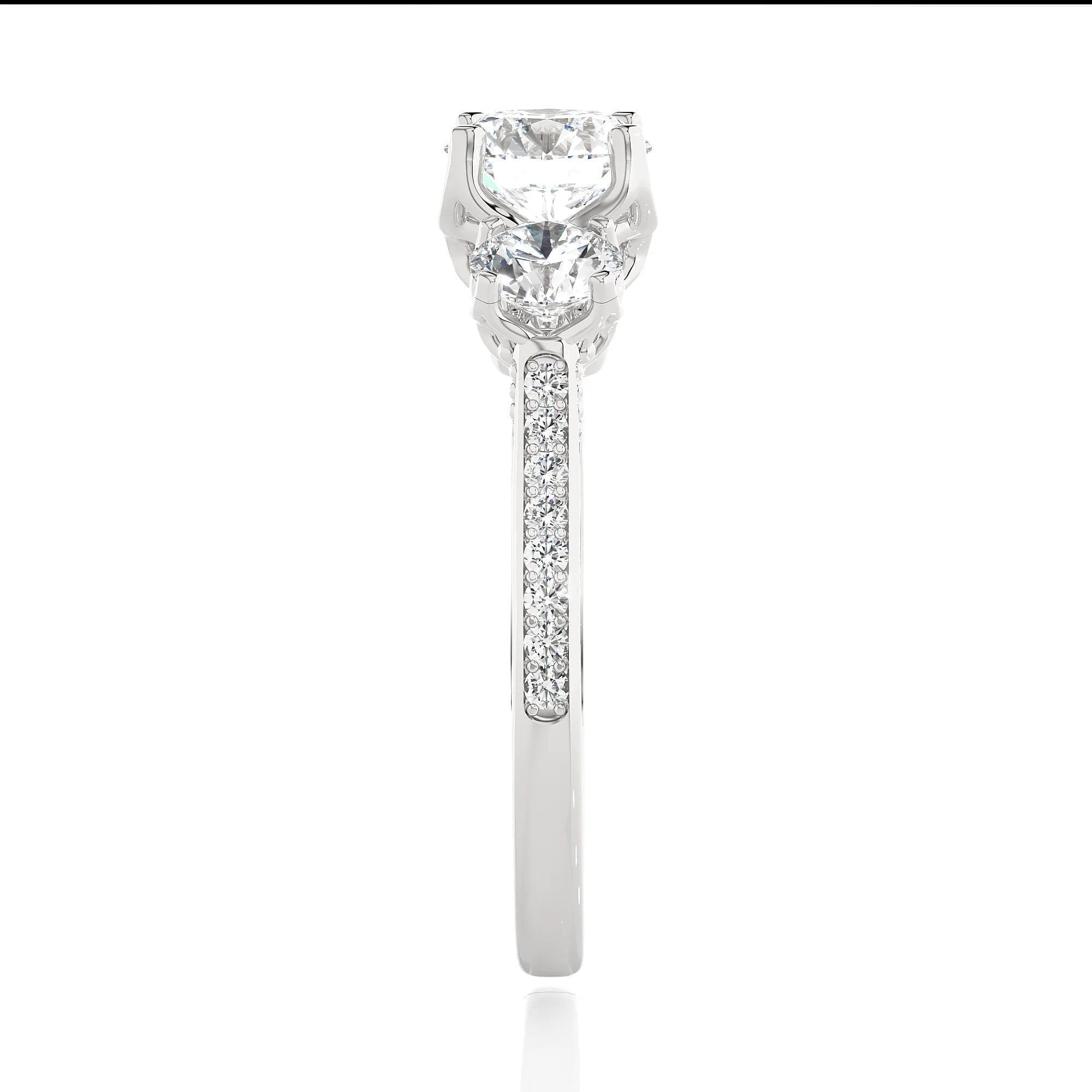 Unique Round Three Stone Wedding Ring / IGI Certified EF VS/SI Lab Grown Diamond Engagement Ring / 14K Real Gold Anniversary Gift Ring