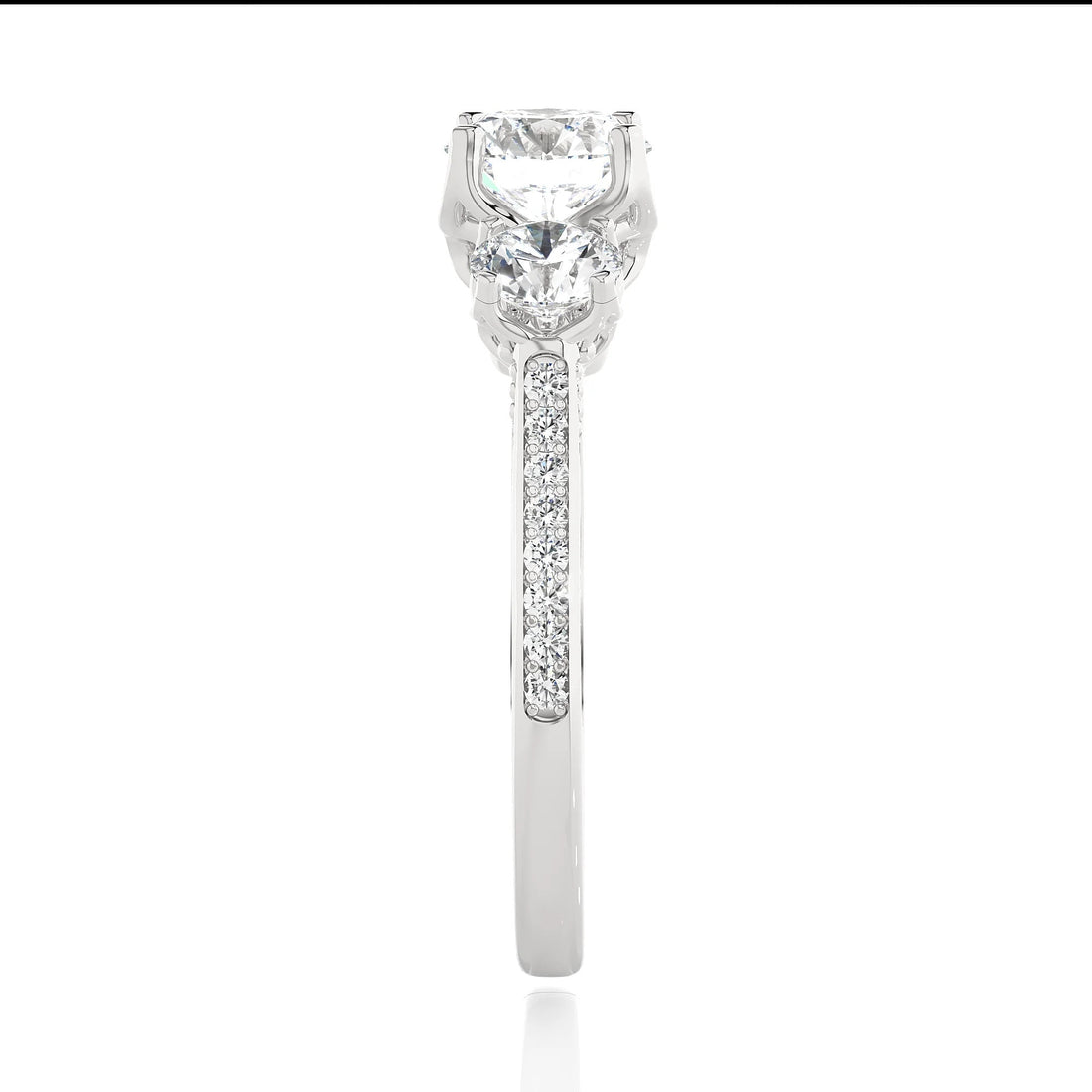 Unique Round Three Stone Wedding Ring / IGI Certified EF VS/SI Lab Grown Diamond Engagement Ring / 14K Real Gold Anniversary Gift Ring
