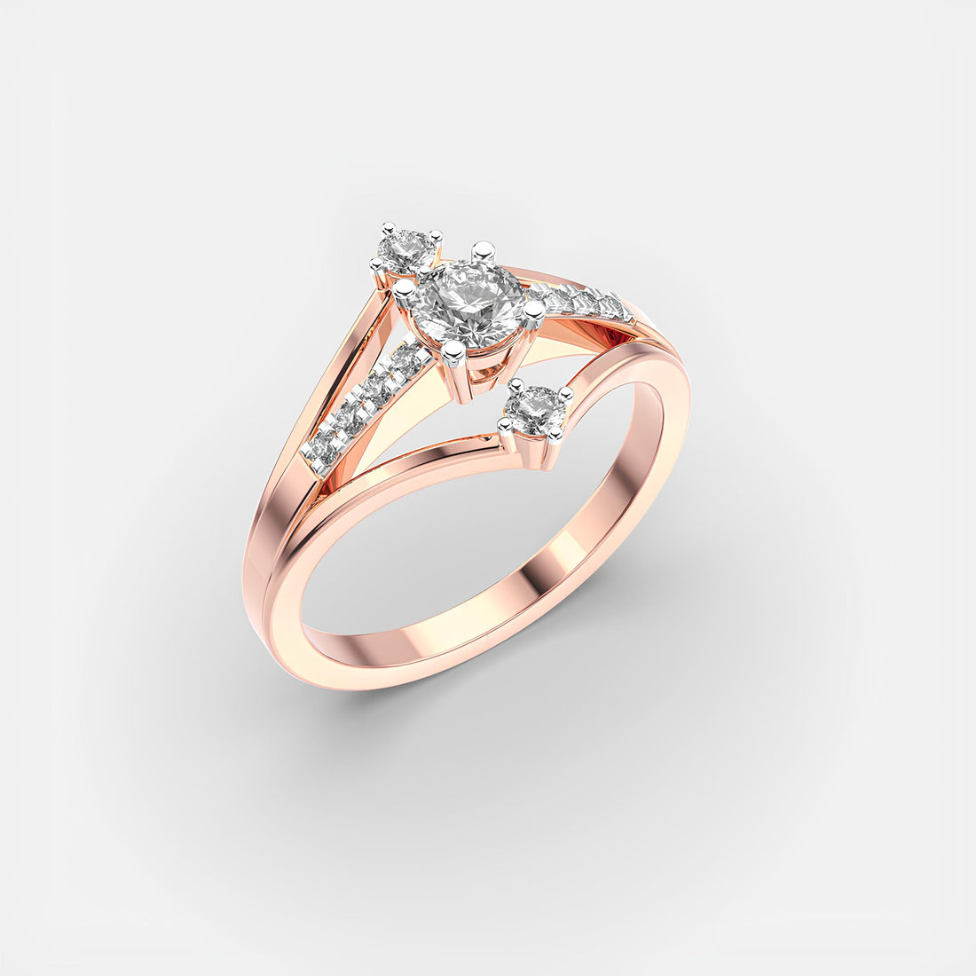 Pretty Lab Grown Diamond Round Half Eternity Engagement Ring 14K Yellow Gold
