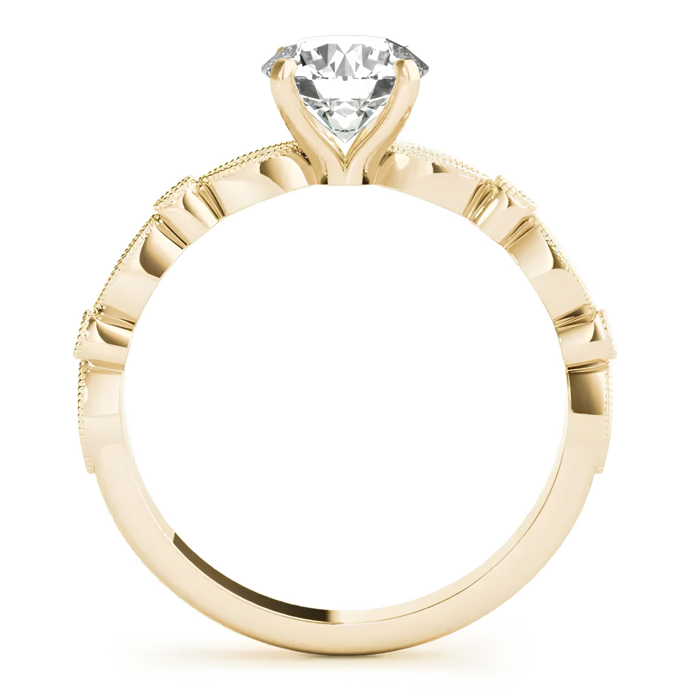 Delicate Milgrain Vintage Engagement Ring – IGI Certified EF VS/SI Lab-Grown Diamond Solitaire | 14K Gold or Platinum Wedding Ring Gift