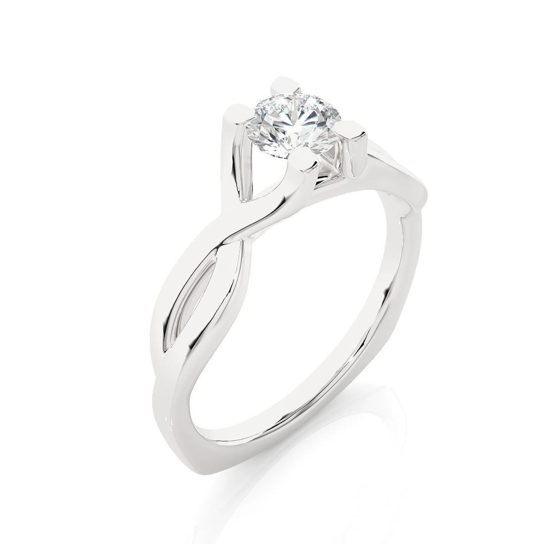 IGI Certified 0.25 - 2.00 Ct EF VS/SI Lab Grown Diamond Twisted Solitaire Engagement Ring / 14K Real Gold Ring