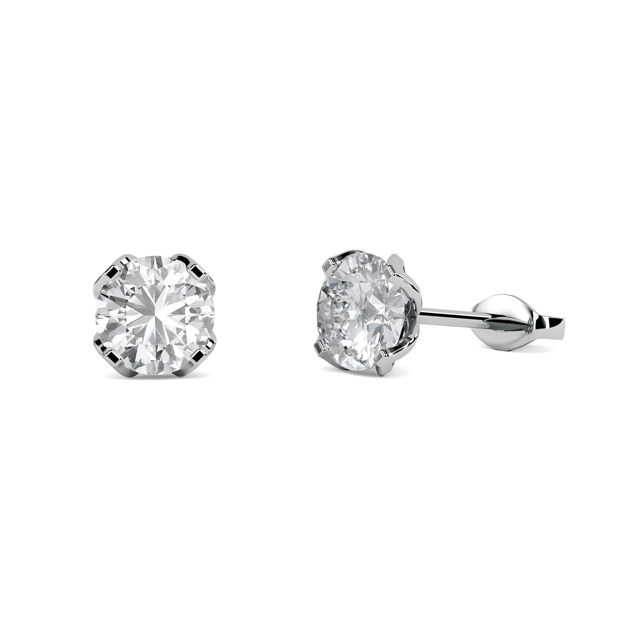 Round Lab-Grown Diamond Stud Earrings EF VS/SI Quality 14K Gold Push Back Wedding Earrings for Women