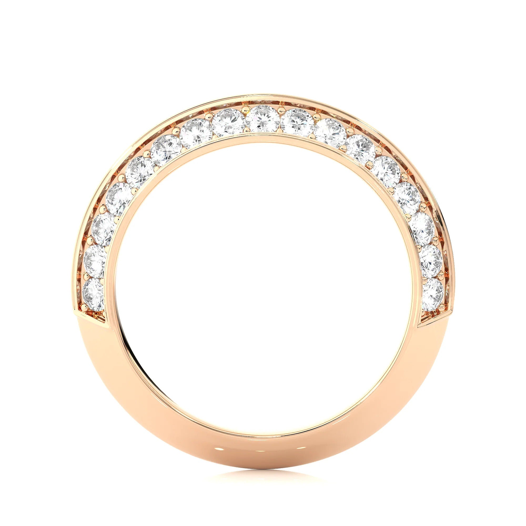 Knife-Edge Half Eternity Band – 1.50 CTW Round Lab-Grown Diamonds | Stackable Matching Band, Wedding Set, or Gift for Her, 14K Solid Gold