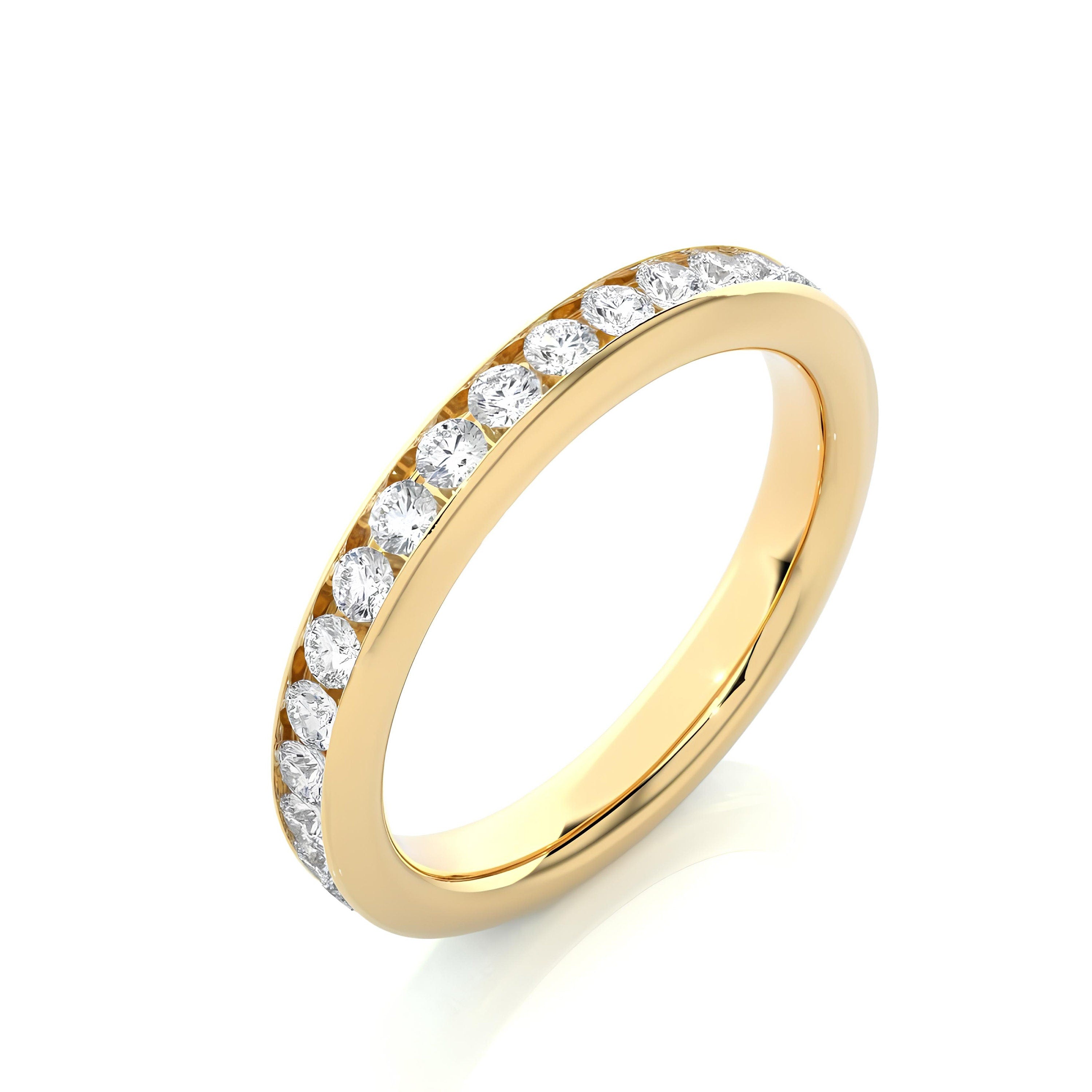 2.00MM Lab-Grown Diamond Half Eternity Band – Channel-Set VS/SI Diamonds 14K Gold | Unique Wedding Ring