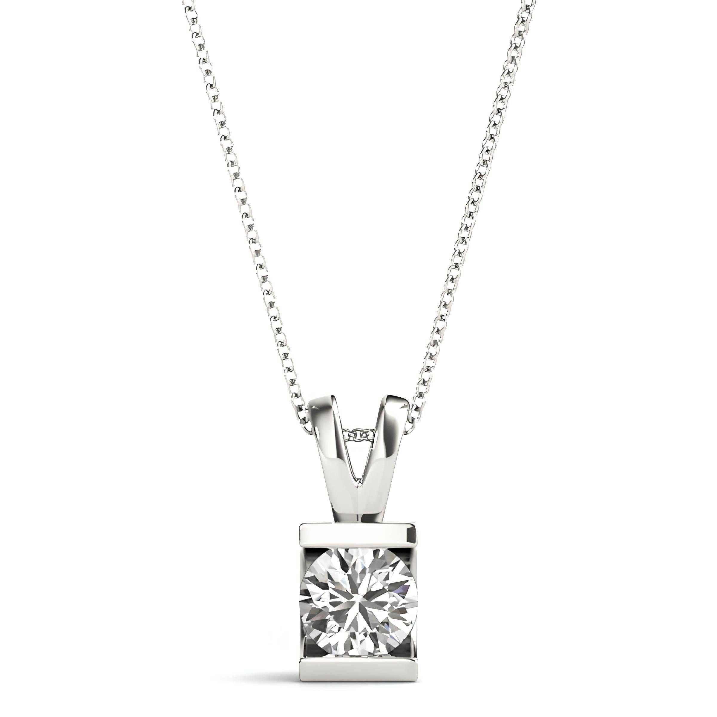 0.50 to 2.00 Ctw Lab Grown Solitaire Round Certified Diamond Gold Pendant Necklace