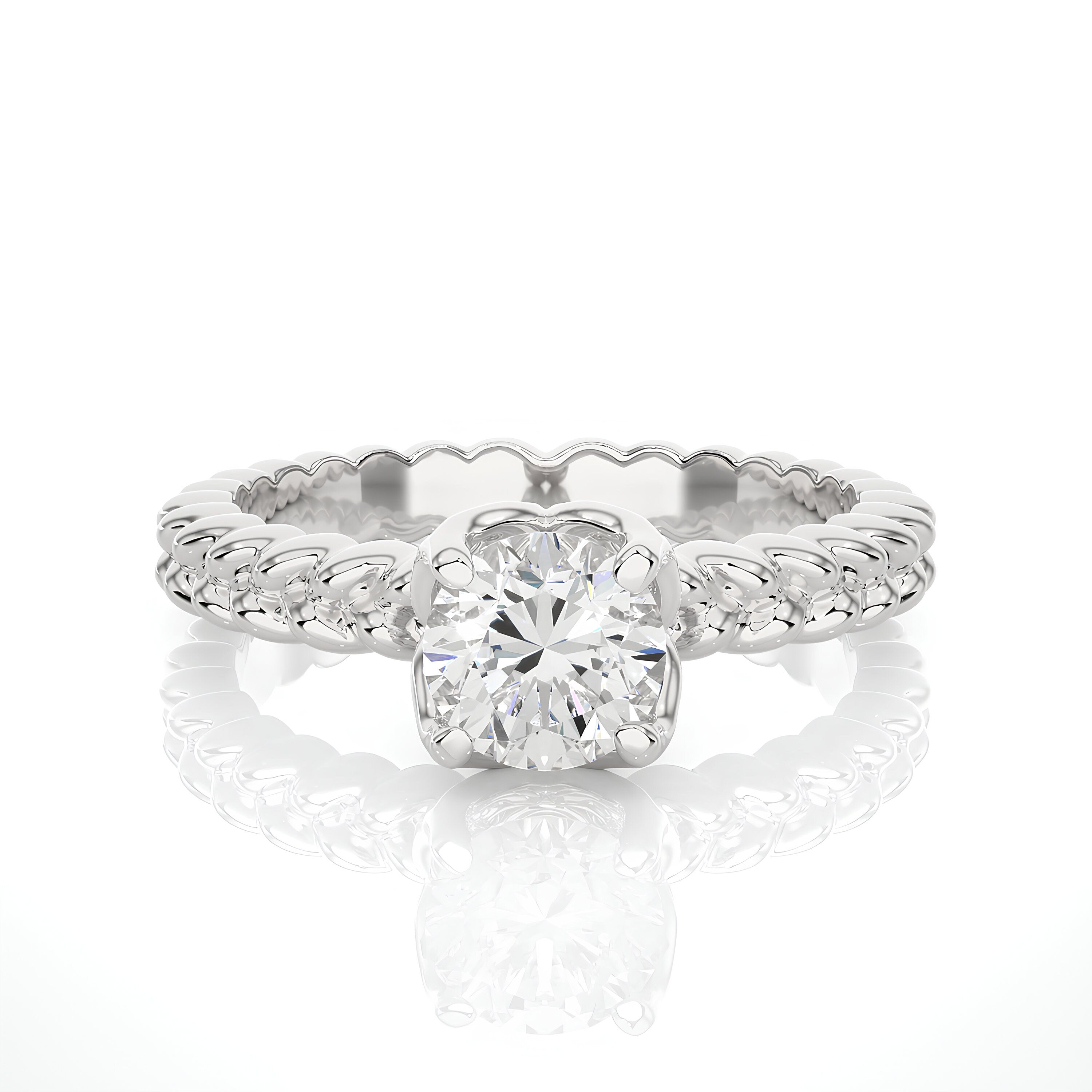 Unique Engagement Ring IGI Certified 0.25 - 2.00 Ct Lab Grown Diamond Solitaire Ring / Platinum & Gold Ring / Anniversary Gift / Women Gift