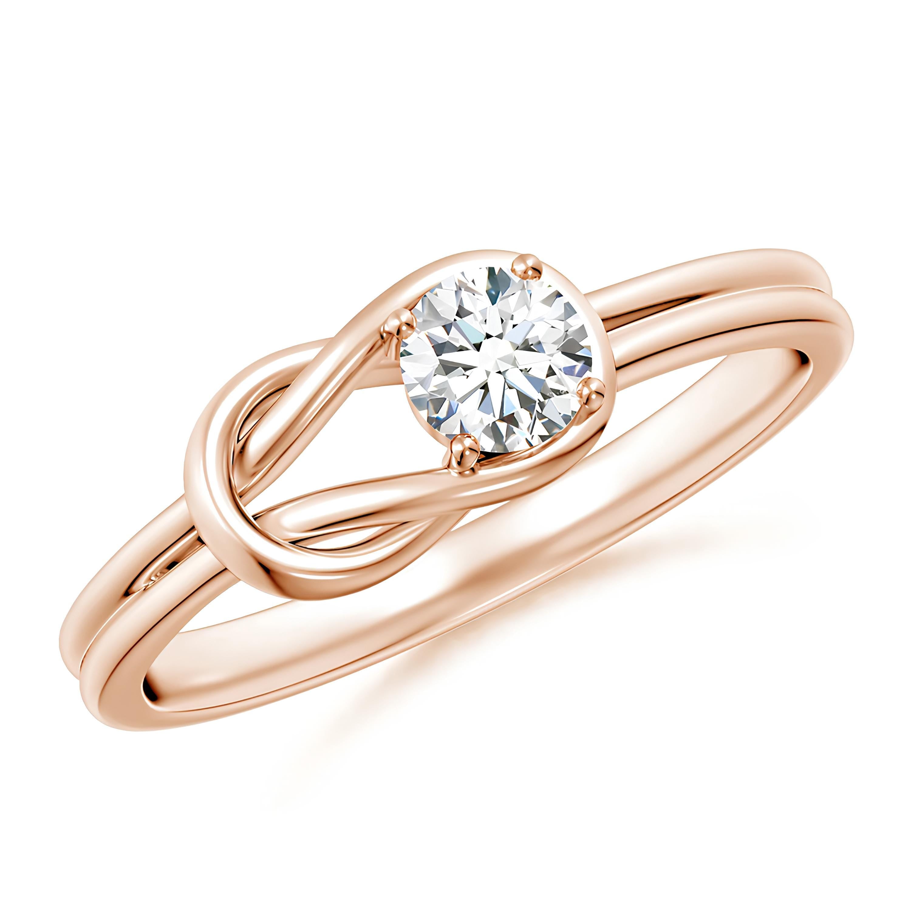 Infinity Knot Engagement Ring Round Cut EF VS/SI Lab-Grown Diamond, IGI Certified, Conflict-Free, 14K Solid Gold Wedding Ring