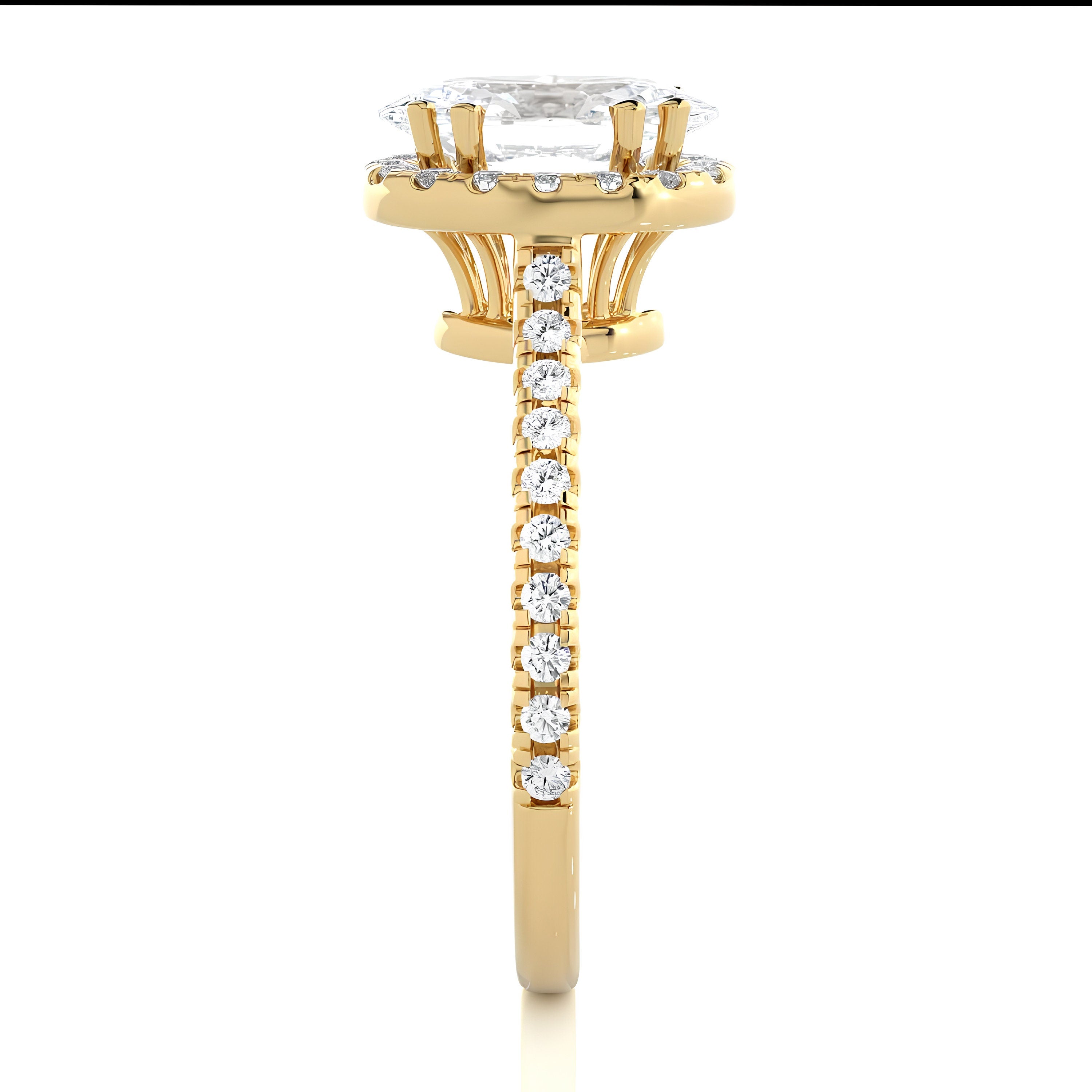 IGI Certified 1.00 Ct Oval Lab-Grown Diamond Halo Engagement Ring / Solid Real Gold Wedding Ring / Wedding & Anniversary Ring For Gift