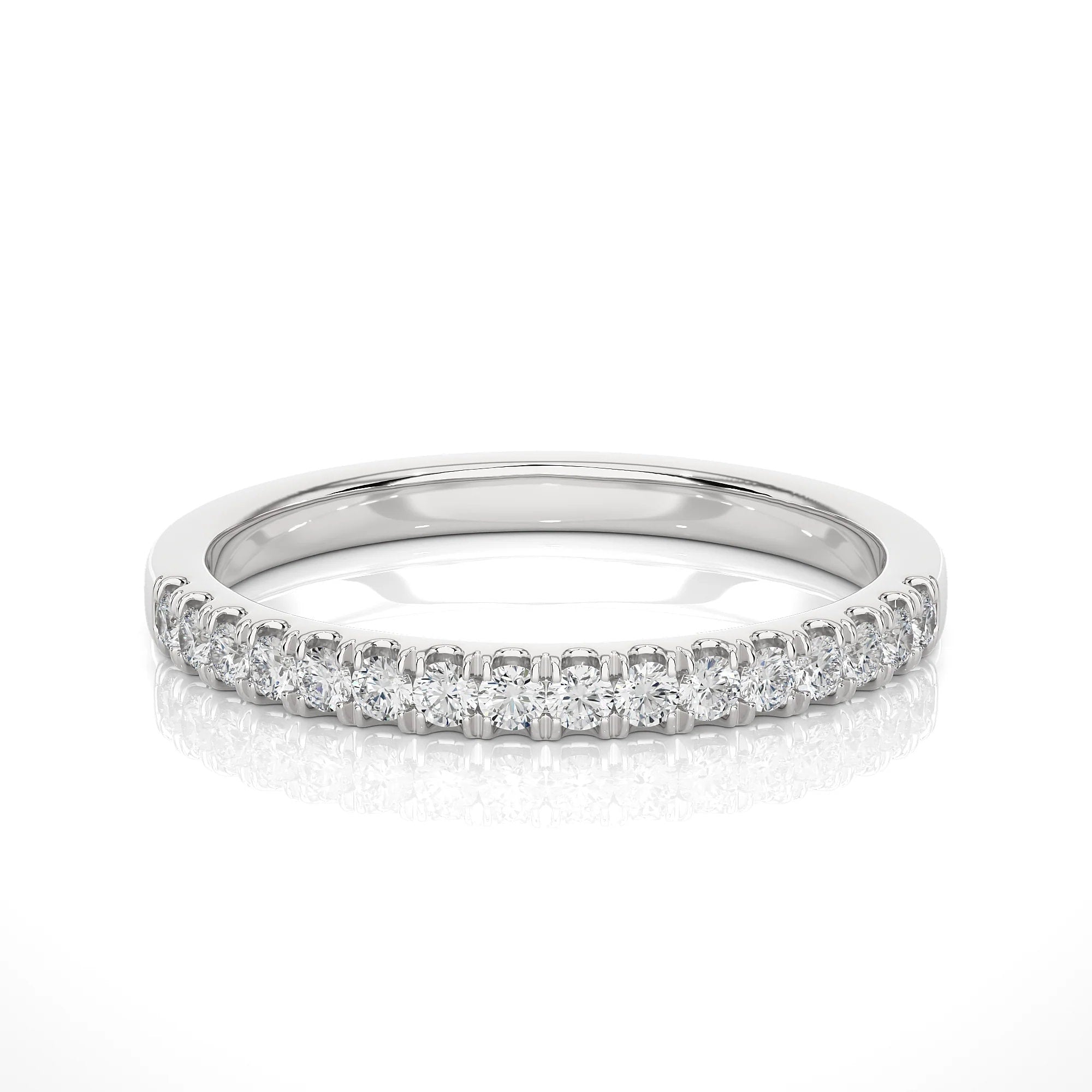 Unique 1.00 CT Round Brilliant Pavé Wedding Band – EF VS/SI  Lab-Created Diamonds | Half Eternity, Stackable, Matching Bridal Band