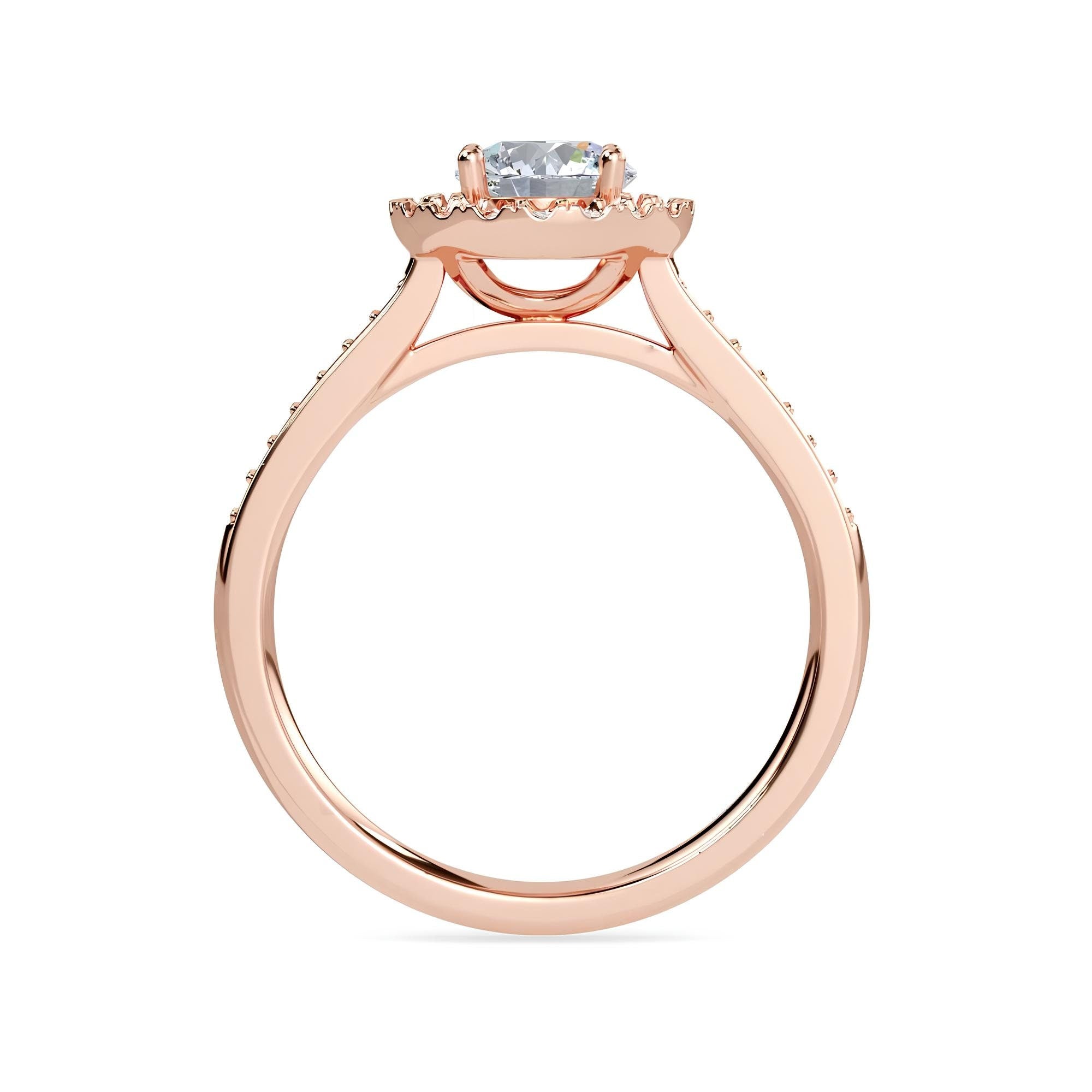1.00 CT Round Lab-Grown Diamond Halo Engagement Ring EF VS/SI Certified Diamond in 14K Gold