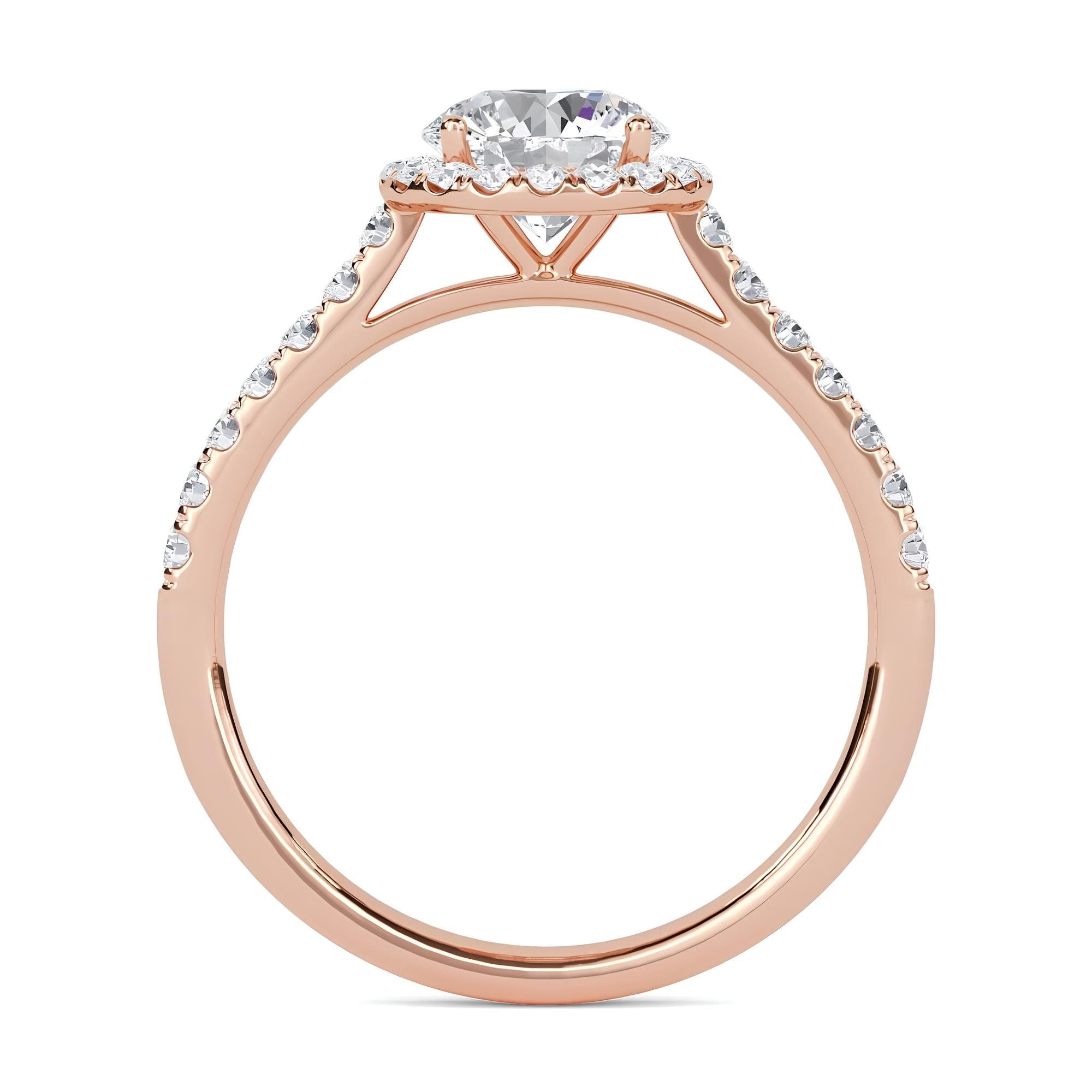1.00 CT Round Lab-Grown Diamond Halo Engagement Ring EF VS/SI Certified Diamond in 14K Gold